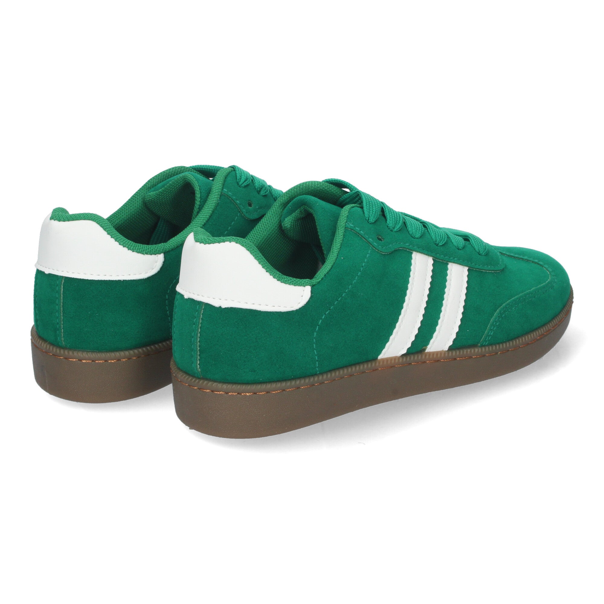 Zapatillas Deportivas Planas Verdes y Blancas Para Mujer