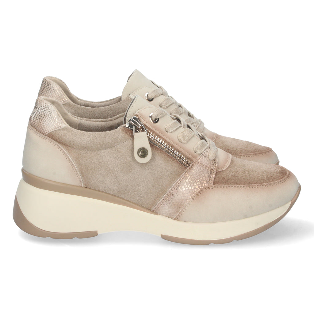 Zapatilla De Cuña Beige Comoda  Para Mujer