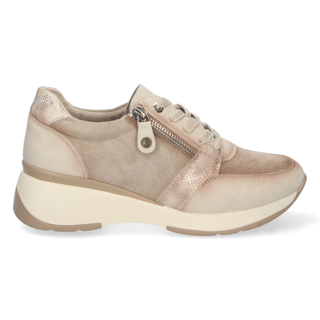 Zapatilla De Cuña Beige Comoda  Para Mujer