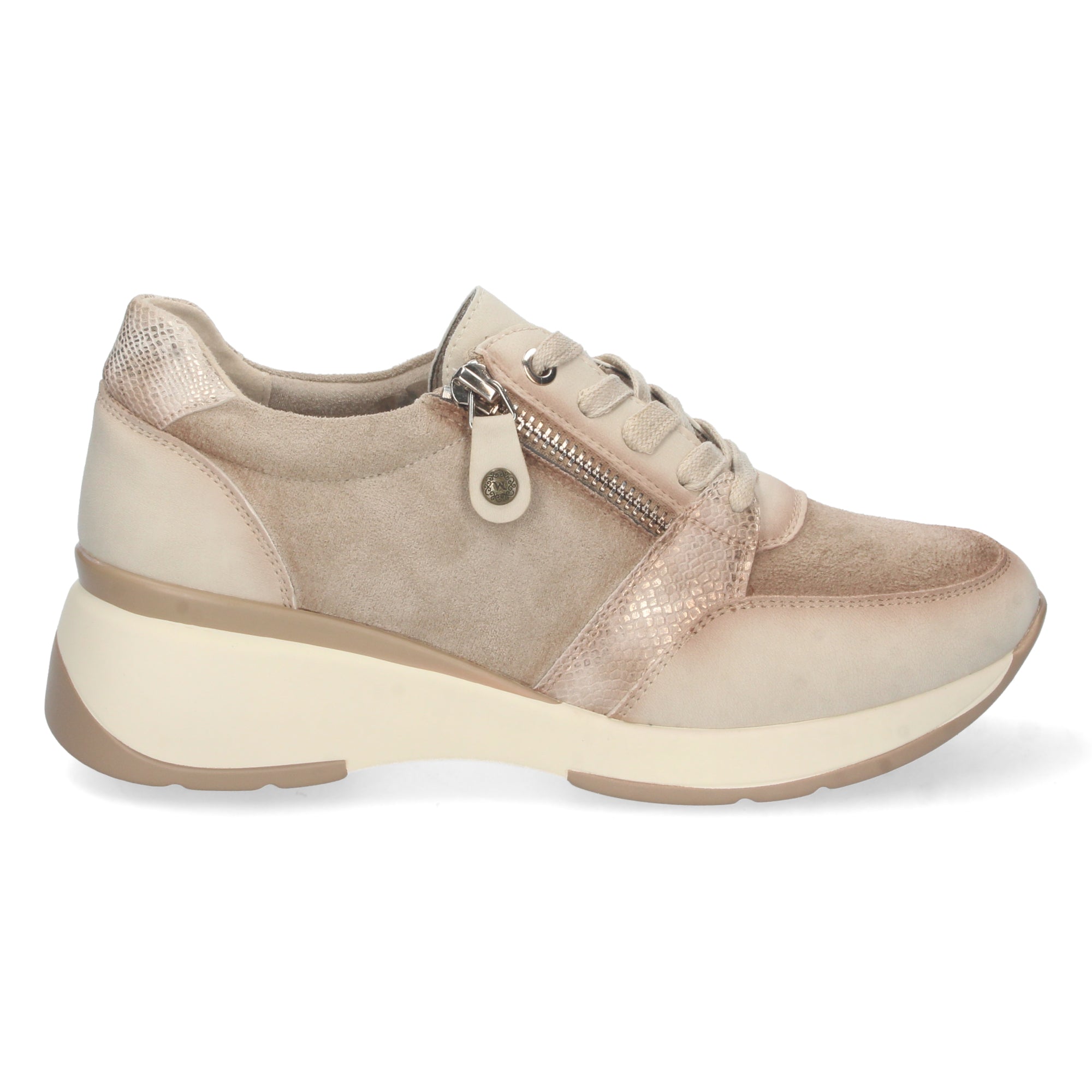 Zapatilla De Cuña Beige Comoda  Para Mujer