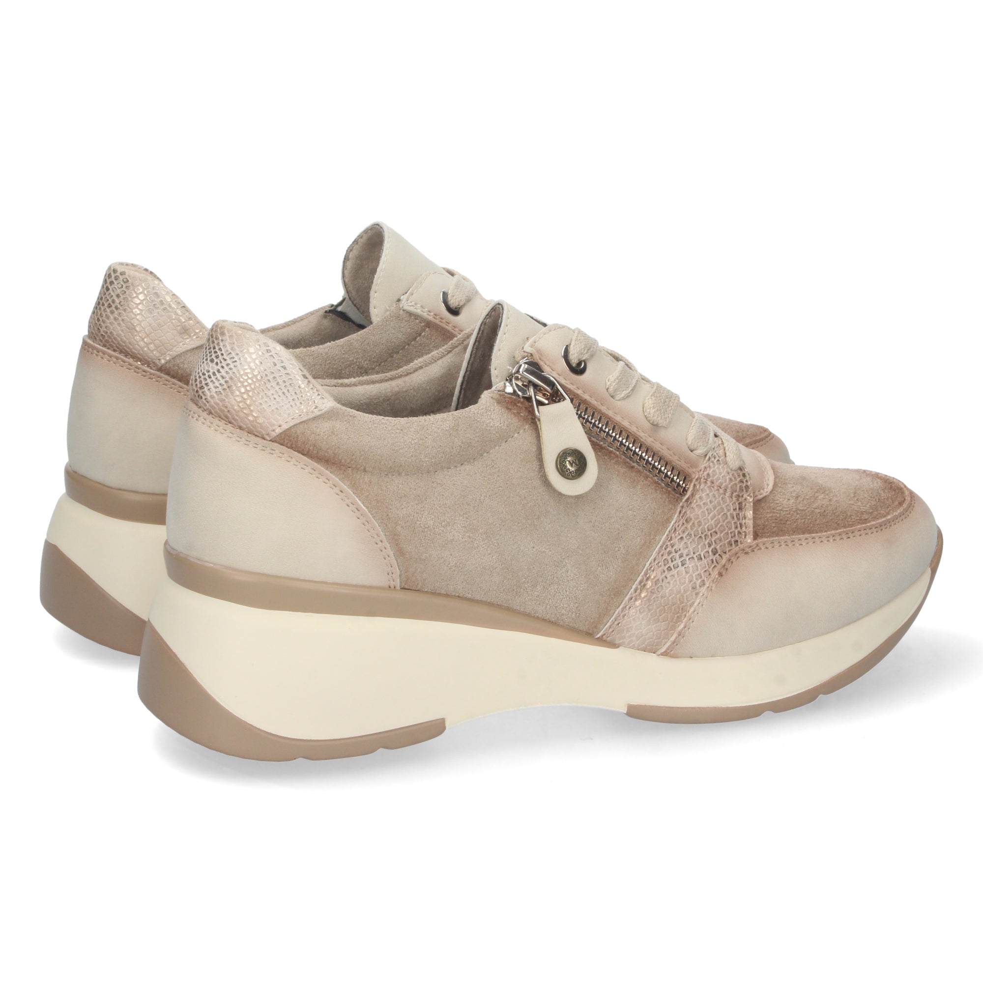 Zapatilla De Cuña Beige Comoda  Para Mujer