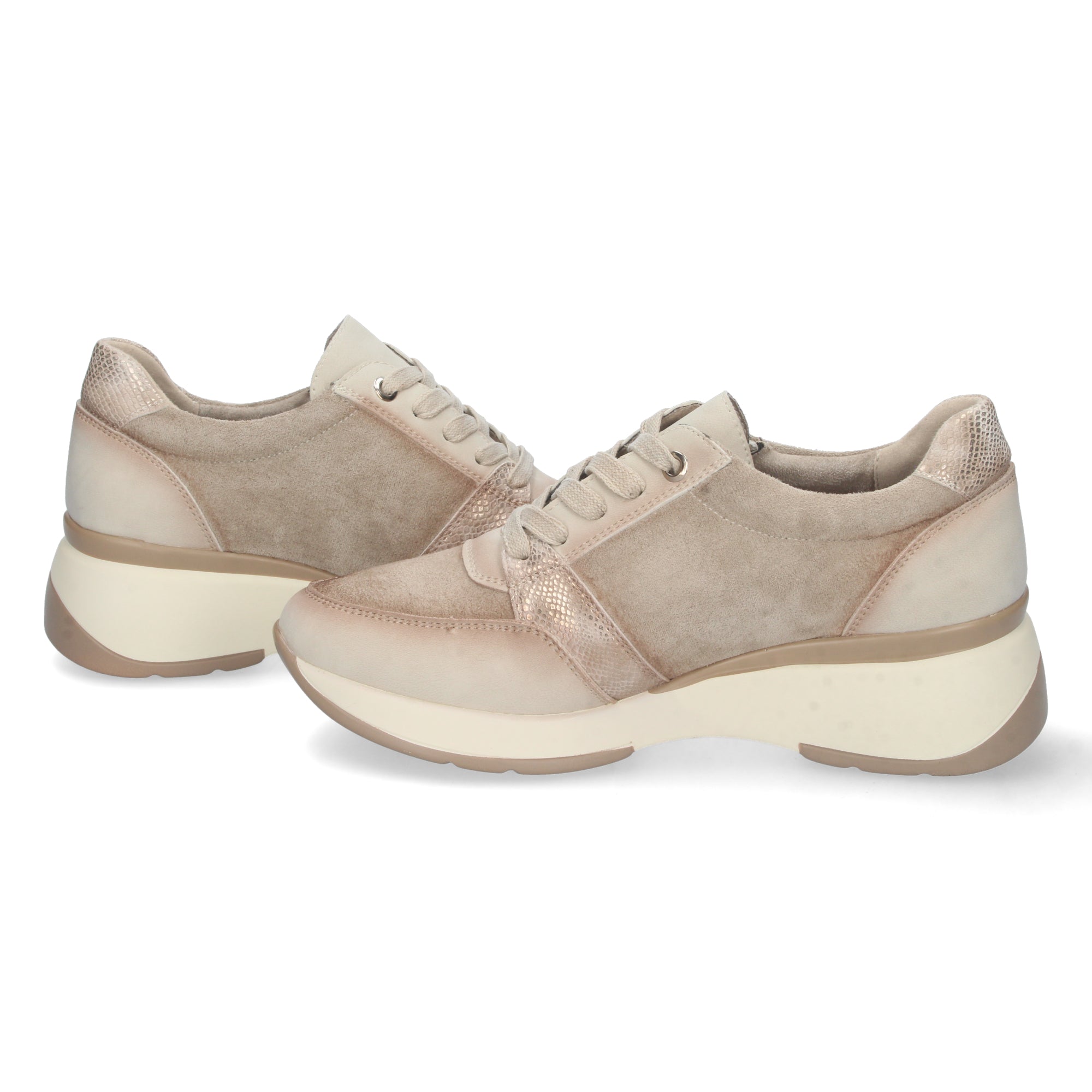 Zapatilla De Cuña Beige Comoda  Para Mujer
