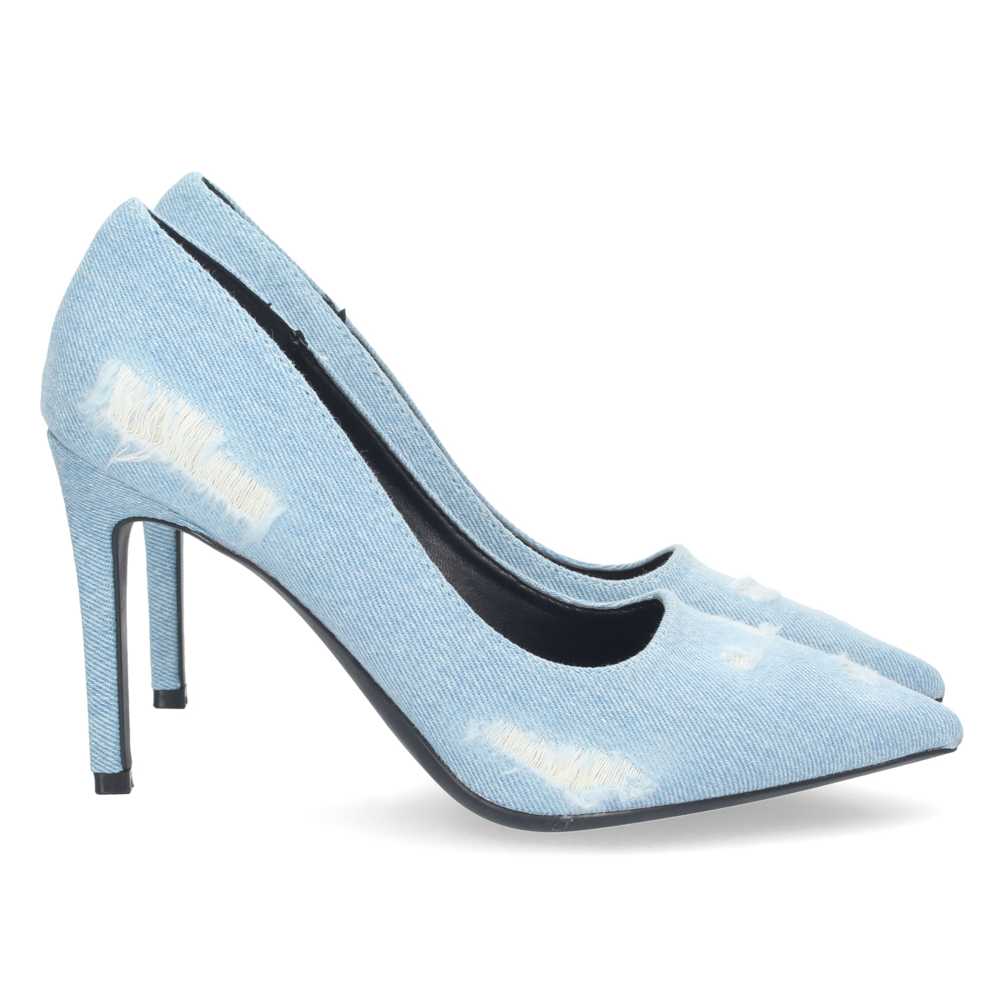 Zapato Celeste De Salon  de Tacon y Punta Fina  para Mujer