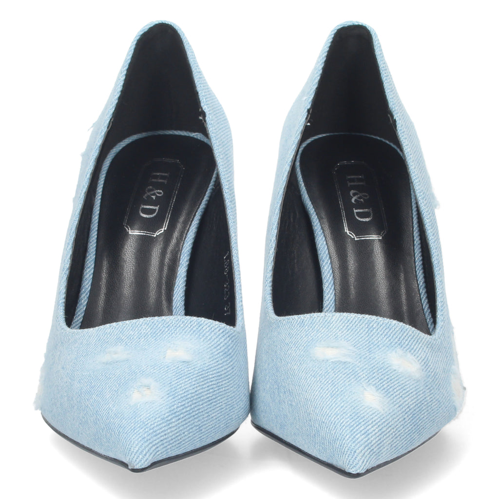 Zapato Celeste De Salon  de Tacon y Punta Fina  para Mujer