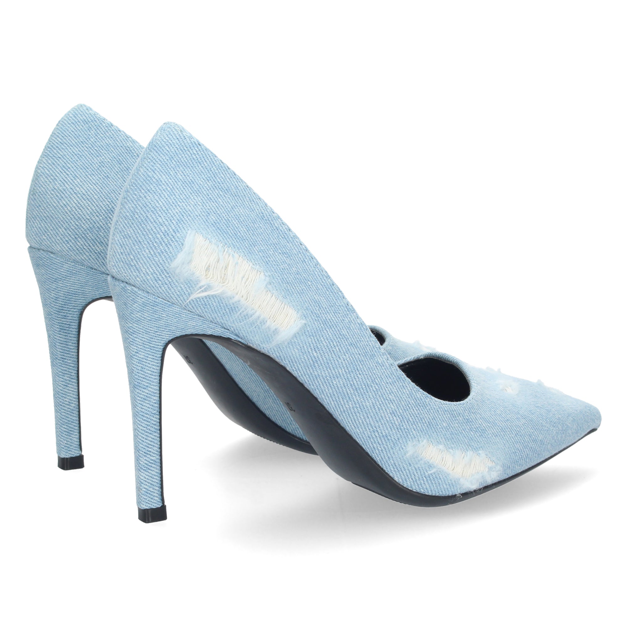 Zapato Celeste De Salon  de Tacon y Punta Fina  para Mujer