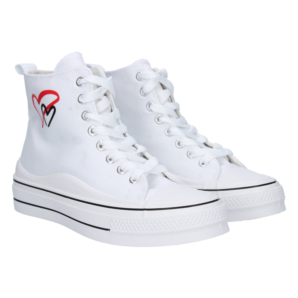 Deportiva Abotinada Blanca De Plataforma Para Mujer