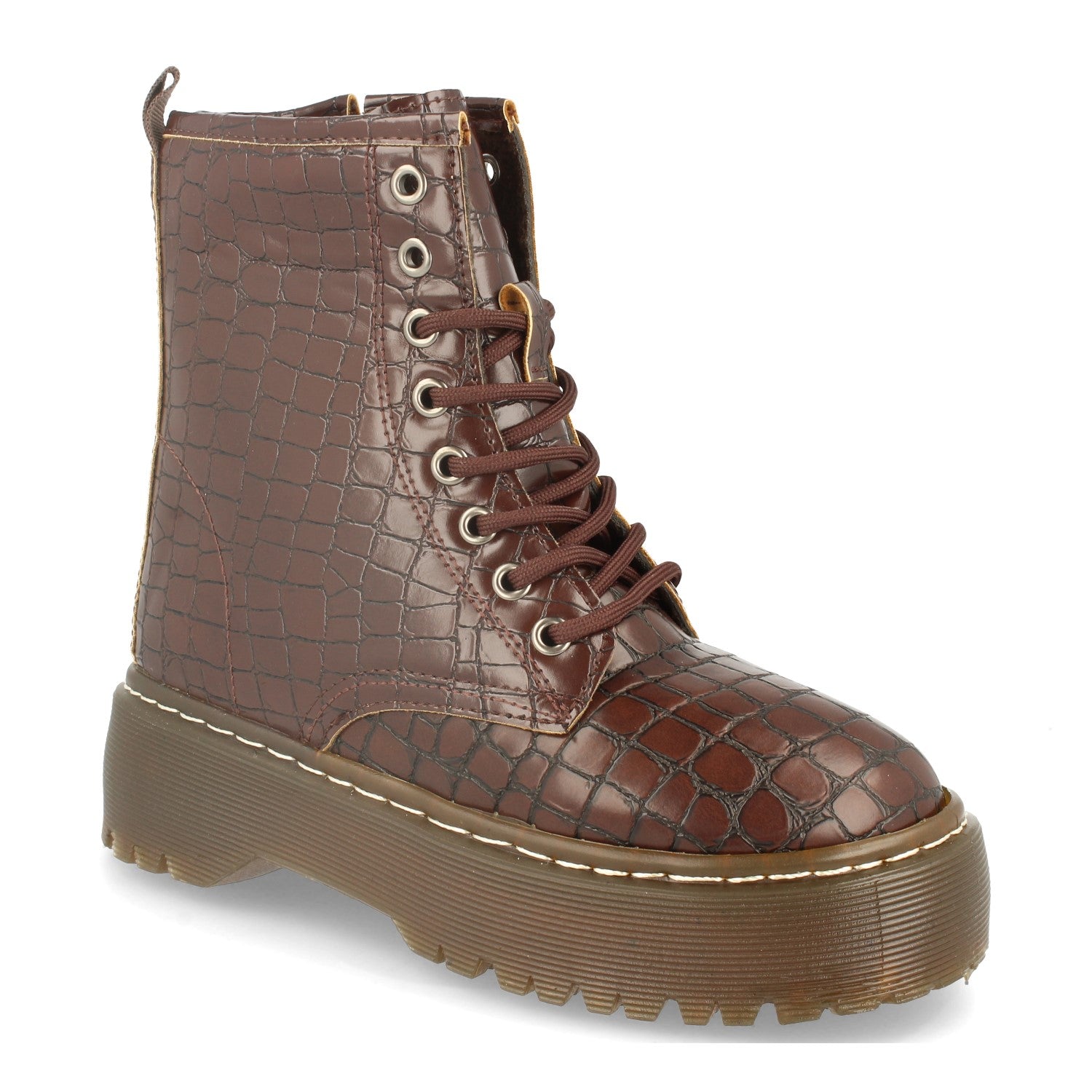 Botin De Cocodrilo Con Plataforma Para Mujer