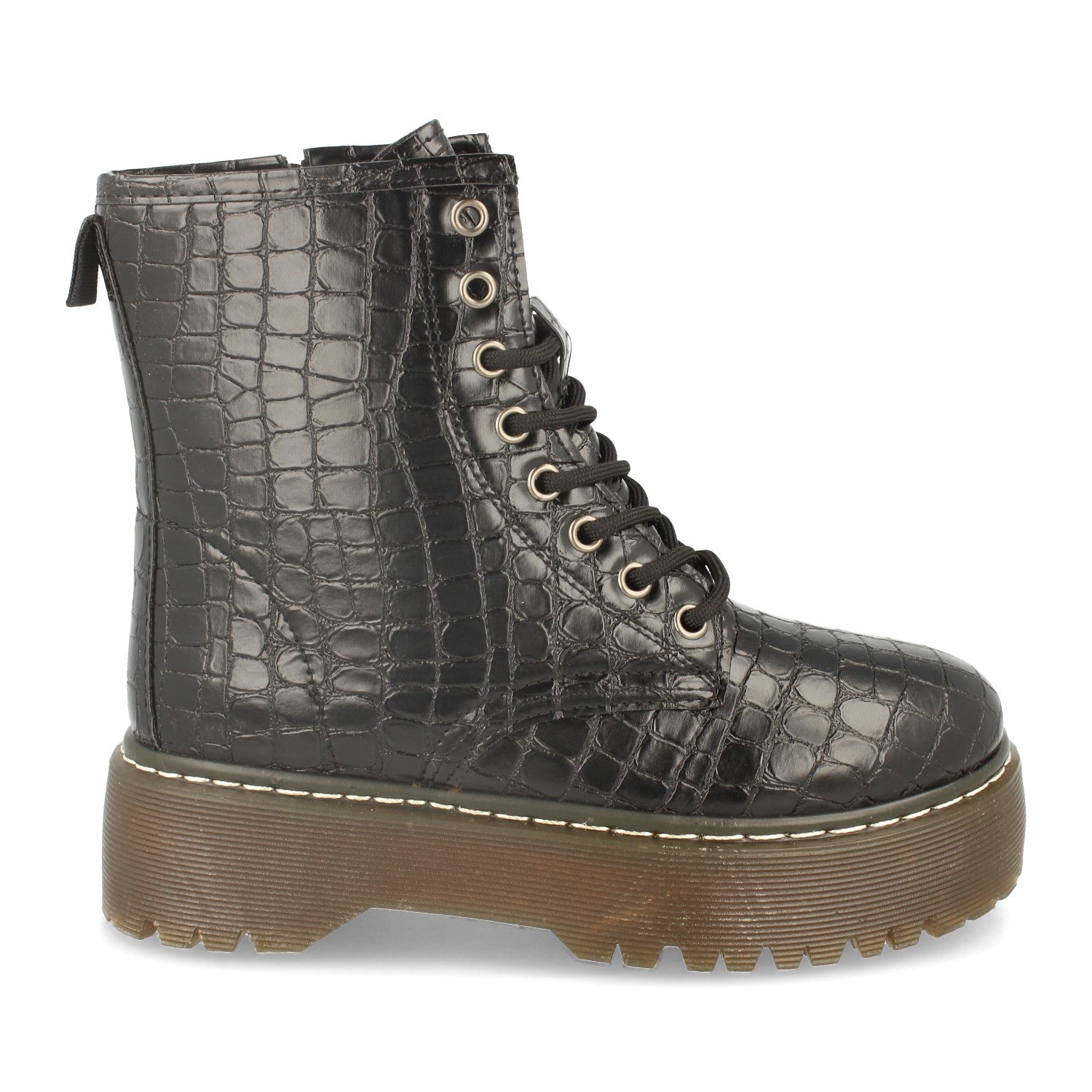 Botin De Cocodrilo Con Plataforma Para Mujer