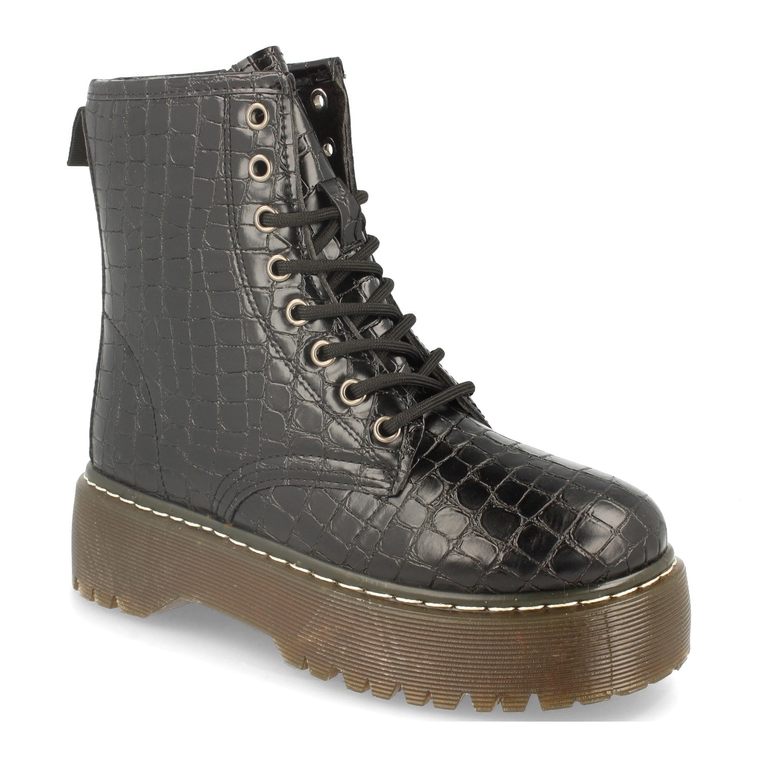 Botin De Cocodrilo Con Plataforma Para Mujer