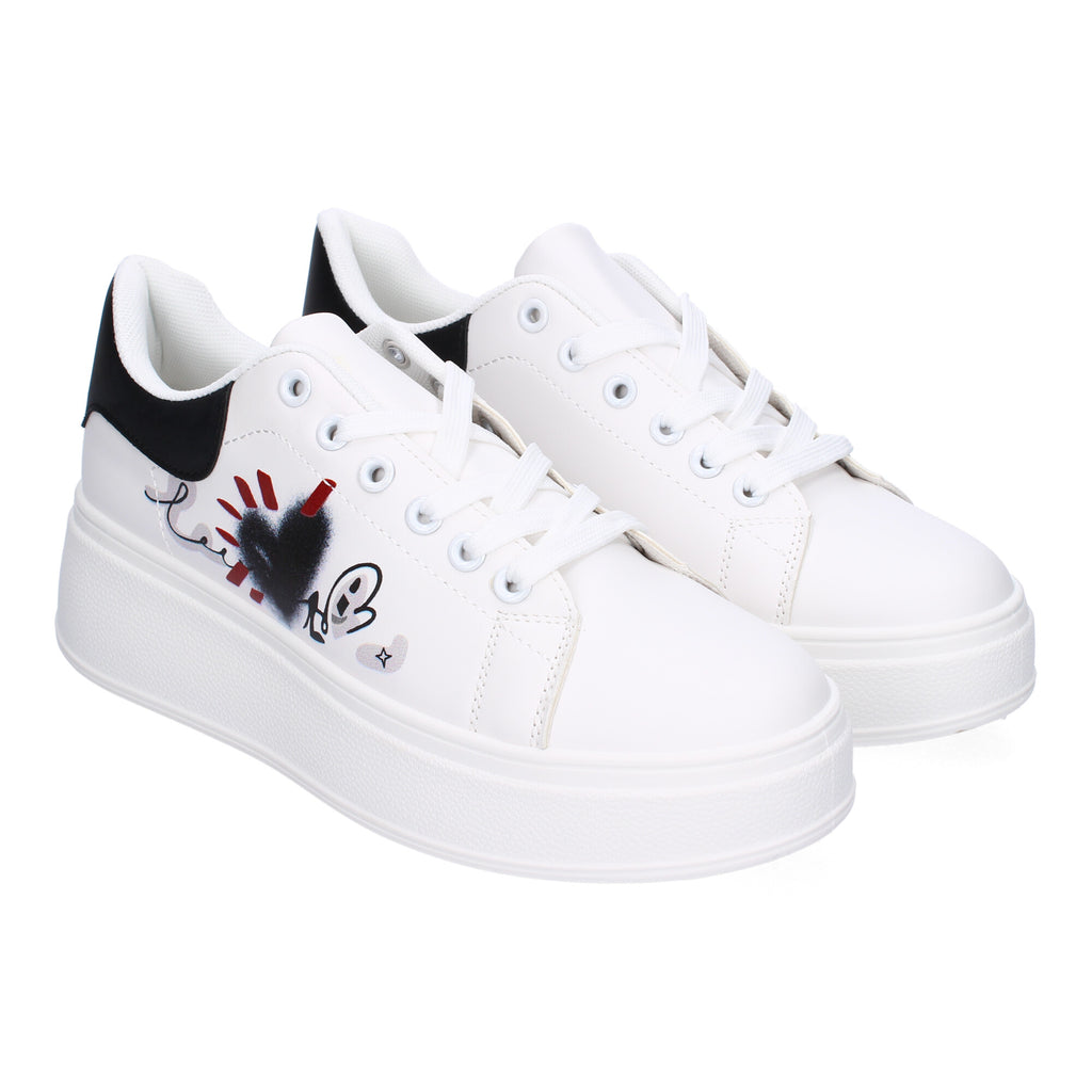 Zapatillas Casual Modernas  Blancas y Negras Para Mujer