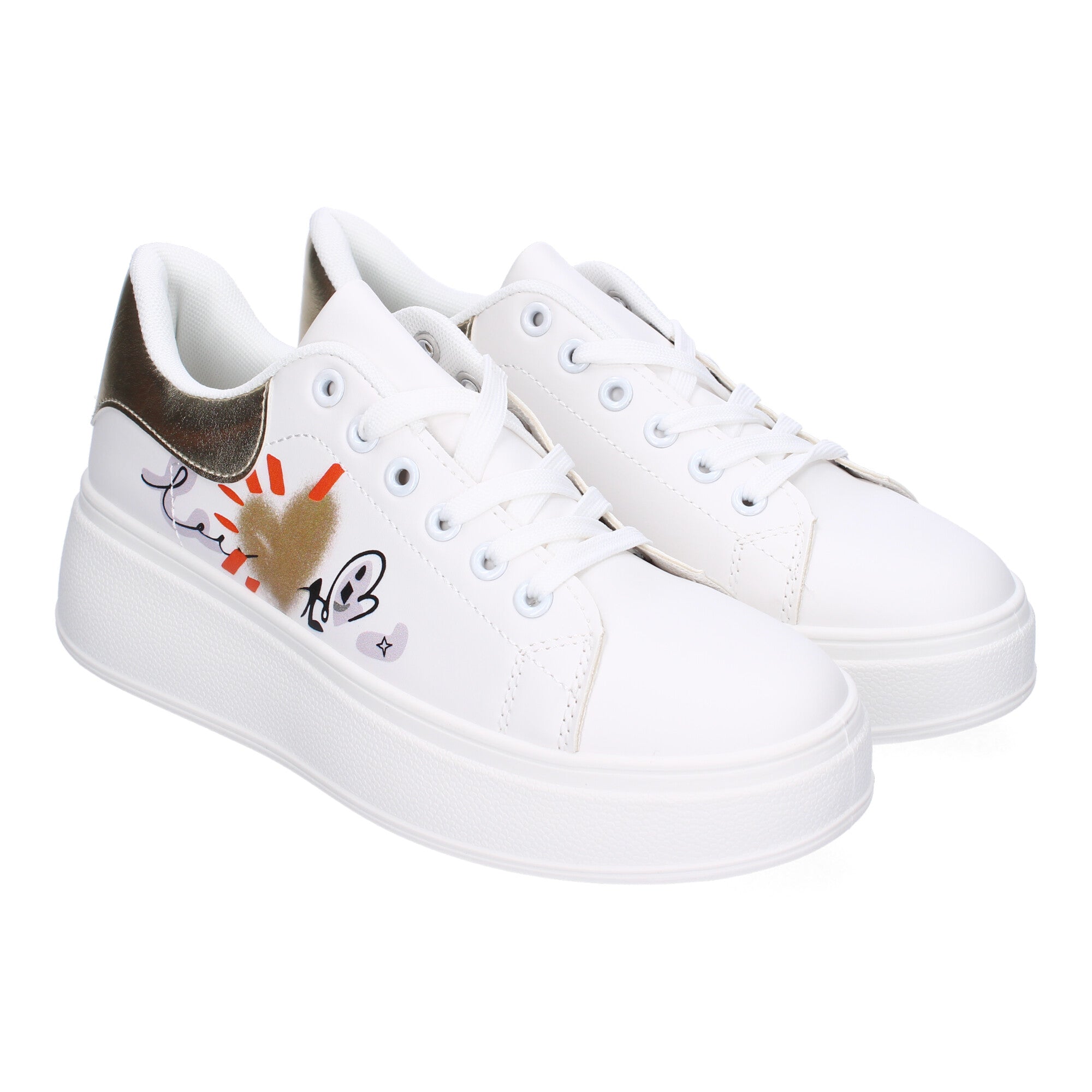 Zapatillas Casual Modernas  Blancas y Doradas Para Mujer