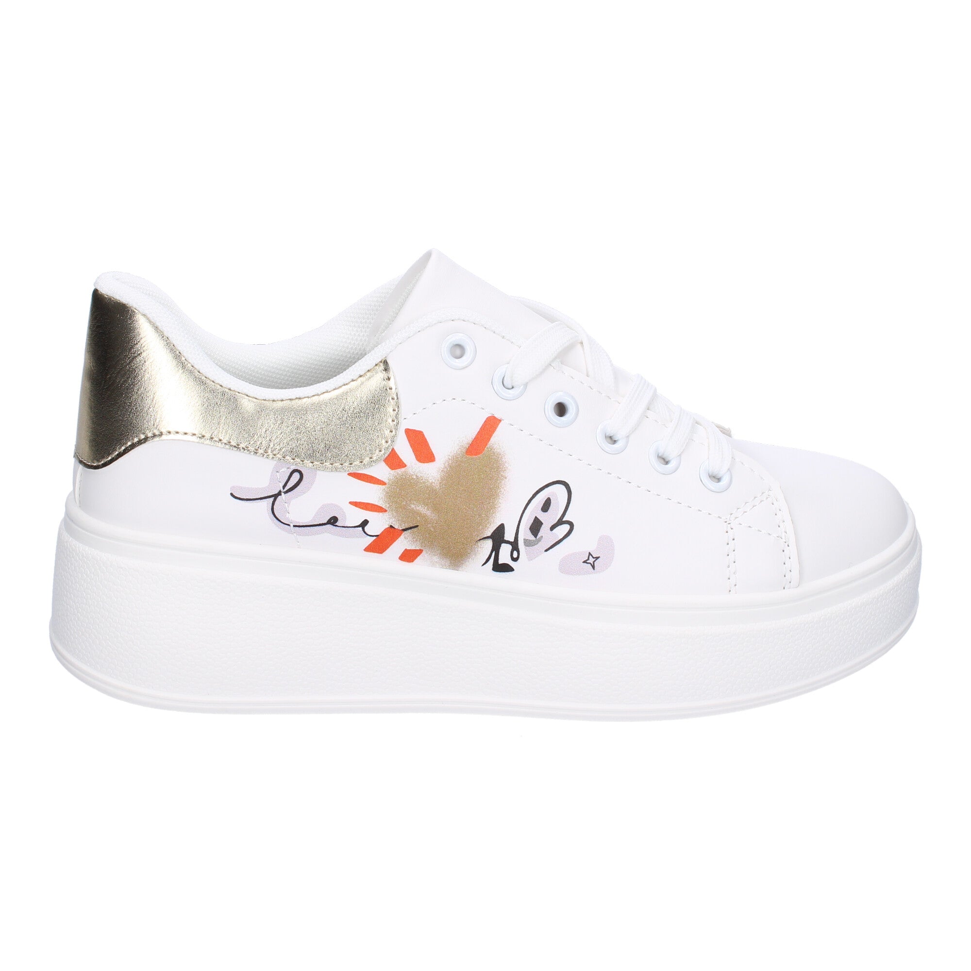 Zapatillas Casual Modernas  Blancas y Doradas Para Mujer