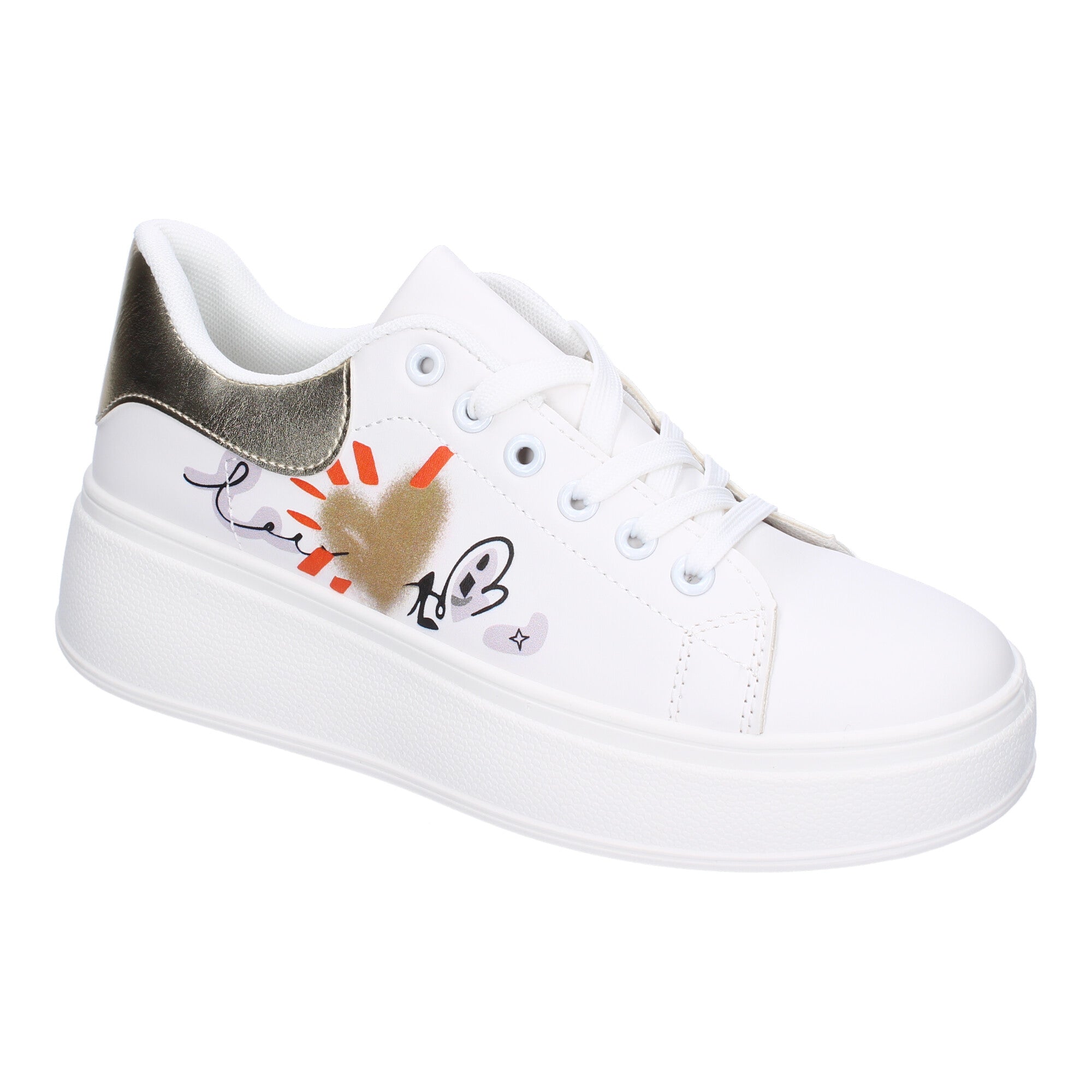 Zapatillas Casual Modernas  Blancas y Doradas Para Mujer