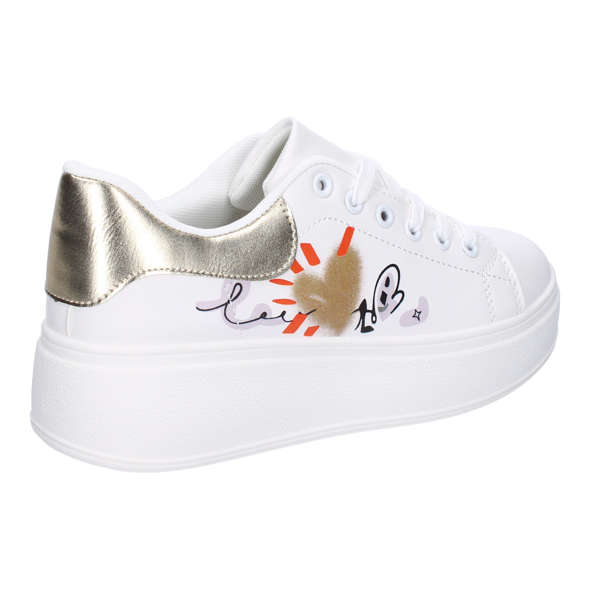 Zapatillas Casual Modernas  Blancas y Doradas Para Mujer