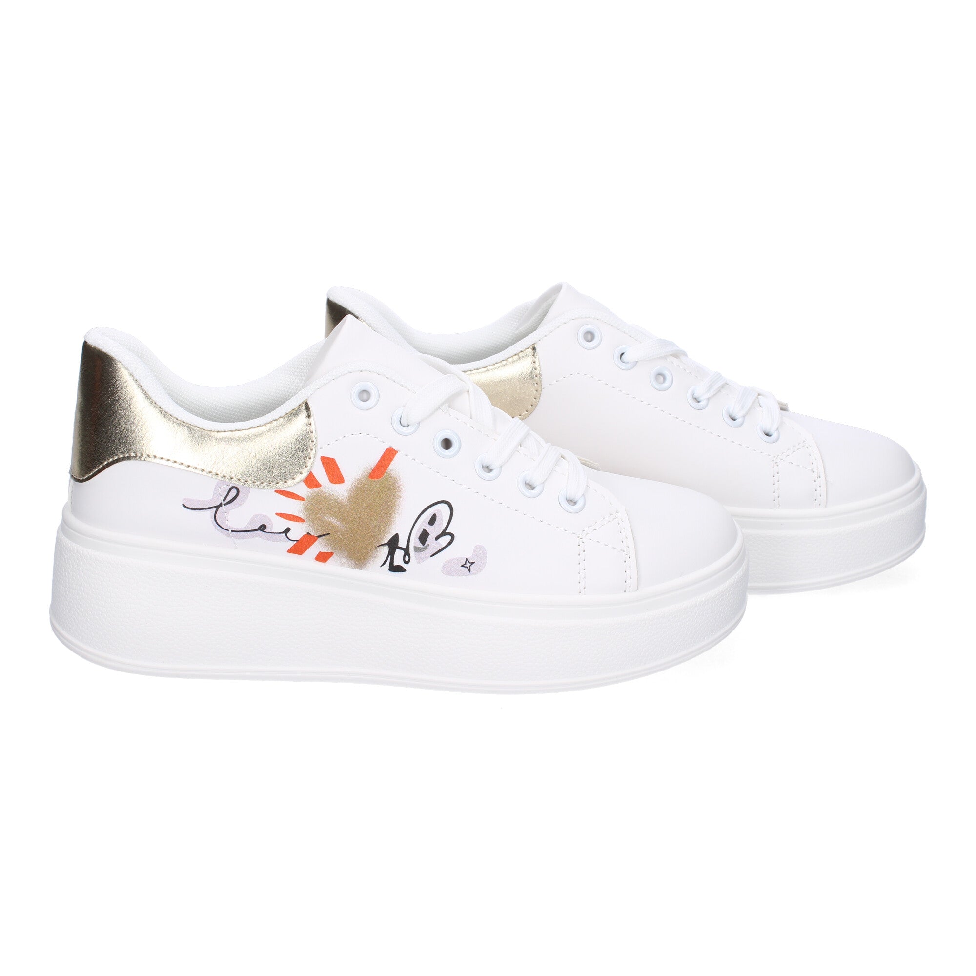 Zapatillas Casual Modernas  Blancas y Doradas Para Mujer