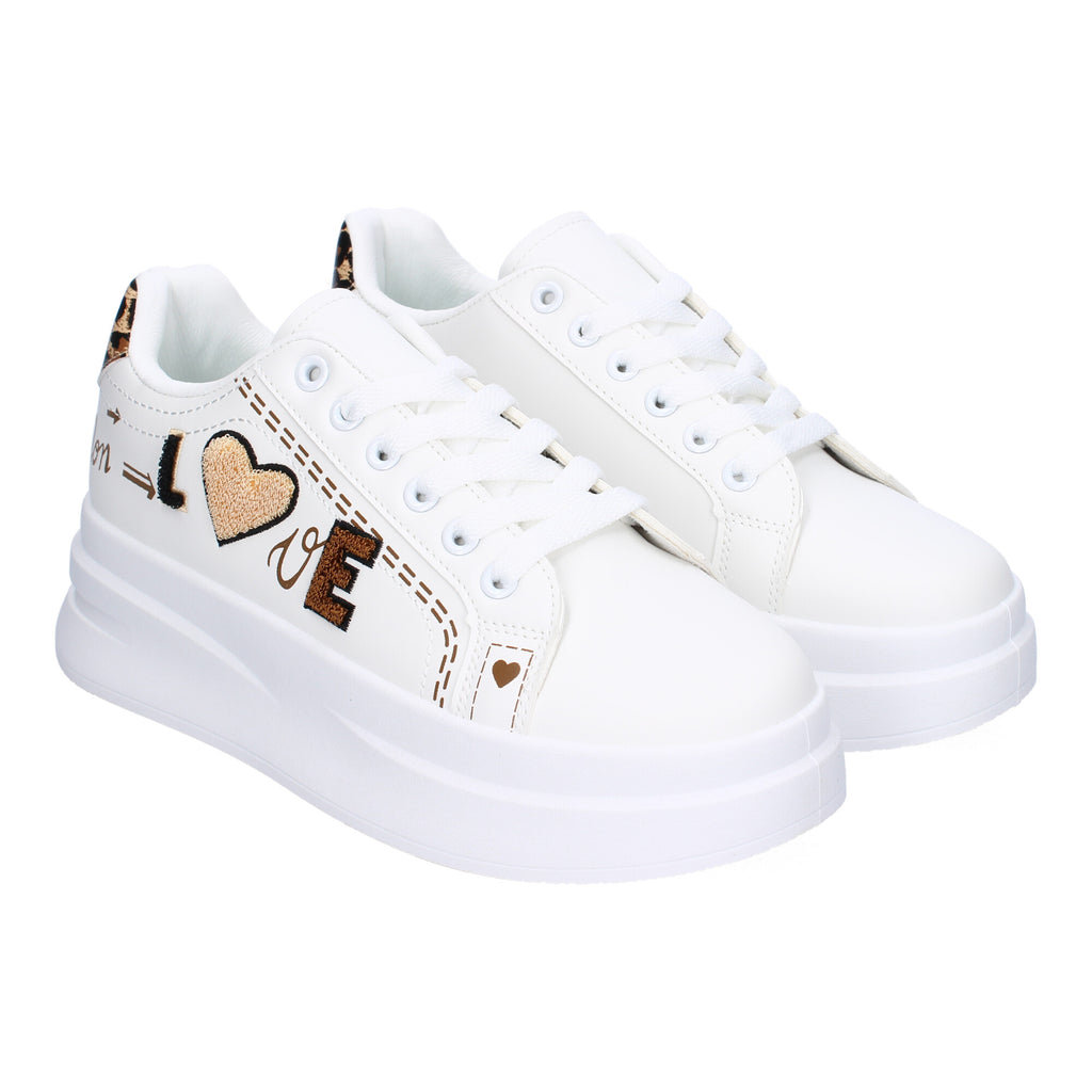 Zapatillas Casual Modernas  Blancas y Leopardo Para Mujer