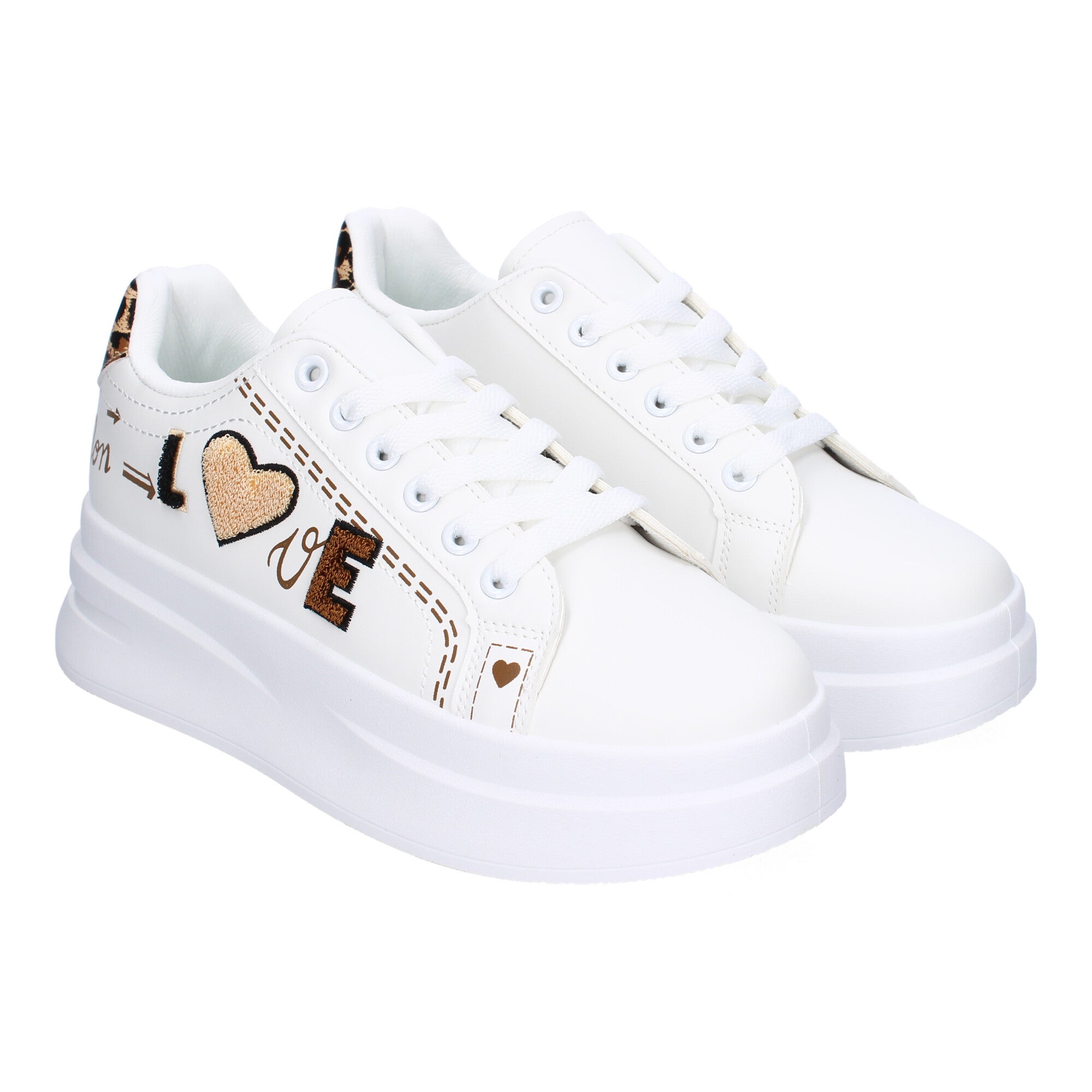 Zapatillas Casual Modernas  Blancas y Leopardo Para Mujer