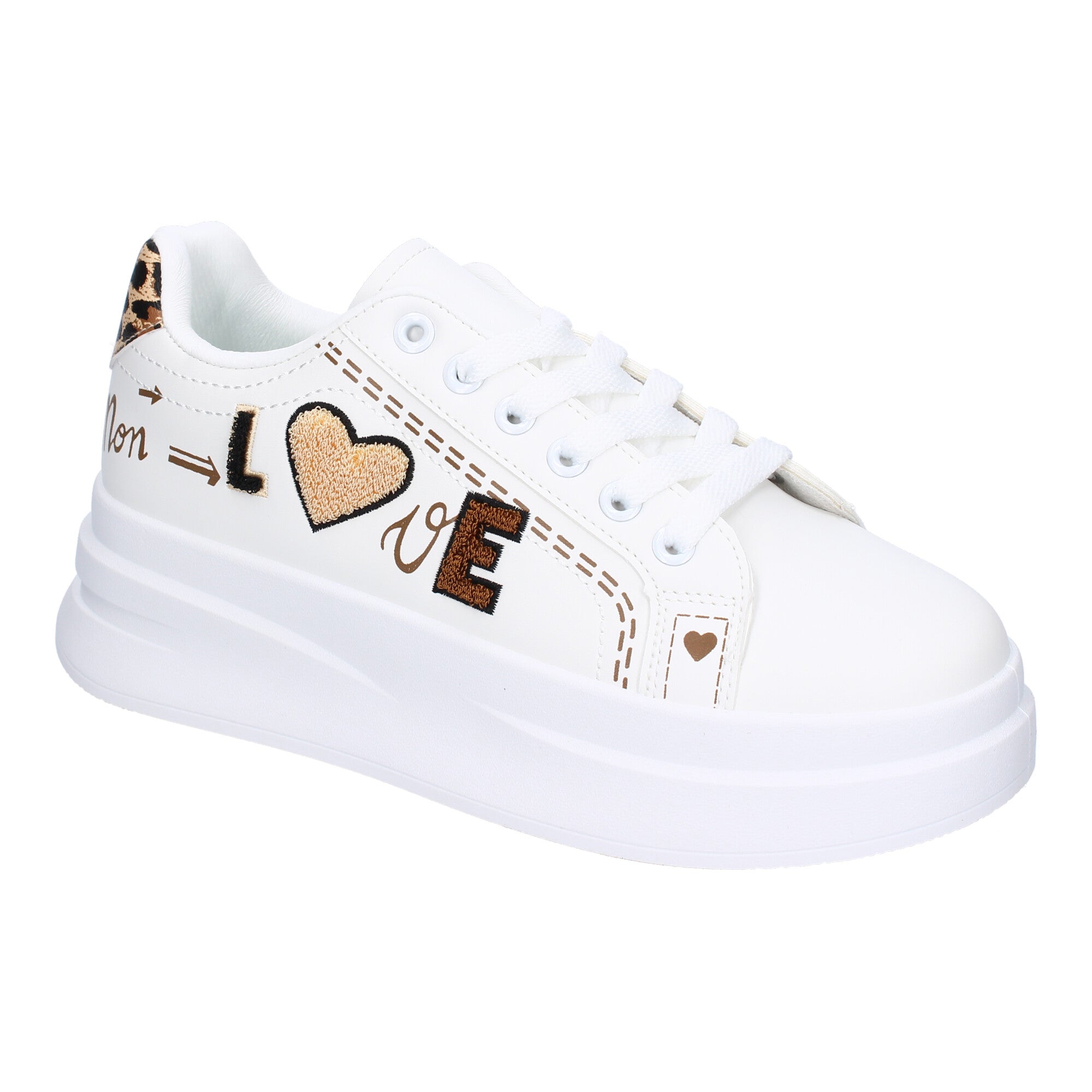 Zapatillas Casual Modernas  Blancas y Leopardo Para Mujer