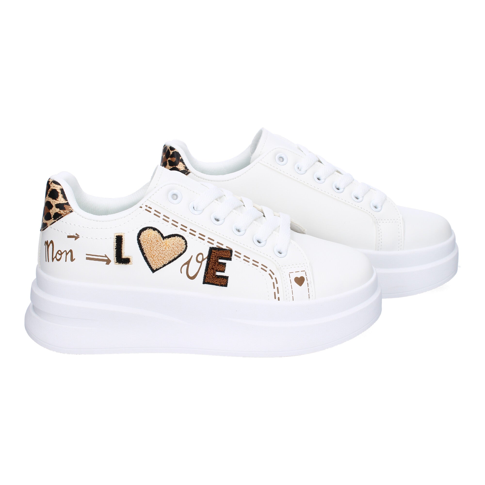 Zapatillas Casual Modernas  Blancas y Leopardo Para Mujer