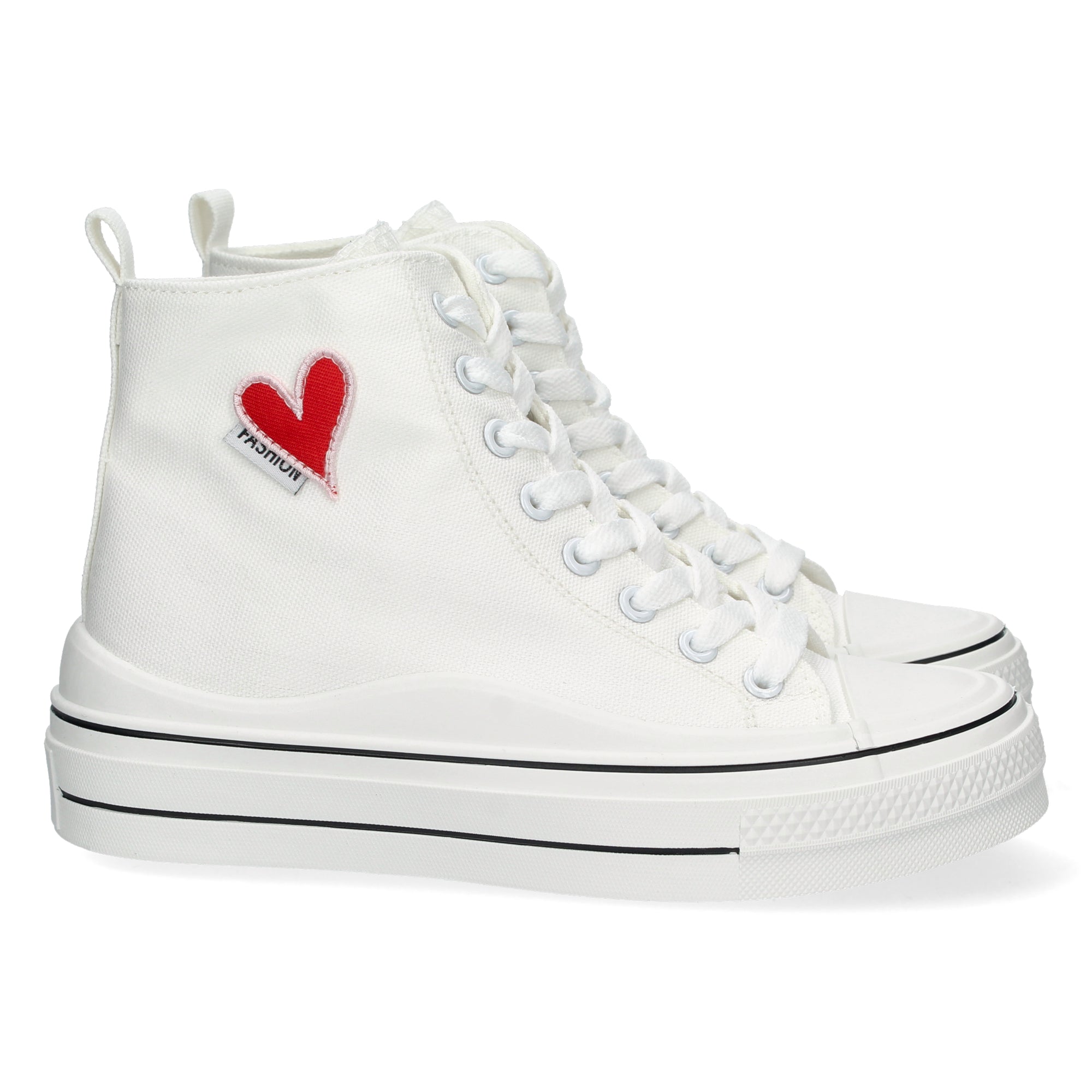 Zapatilla Abotinada  Blanca Comoda Con Corazon Para Mujer
