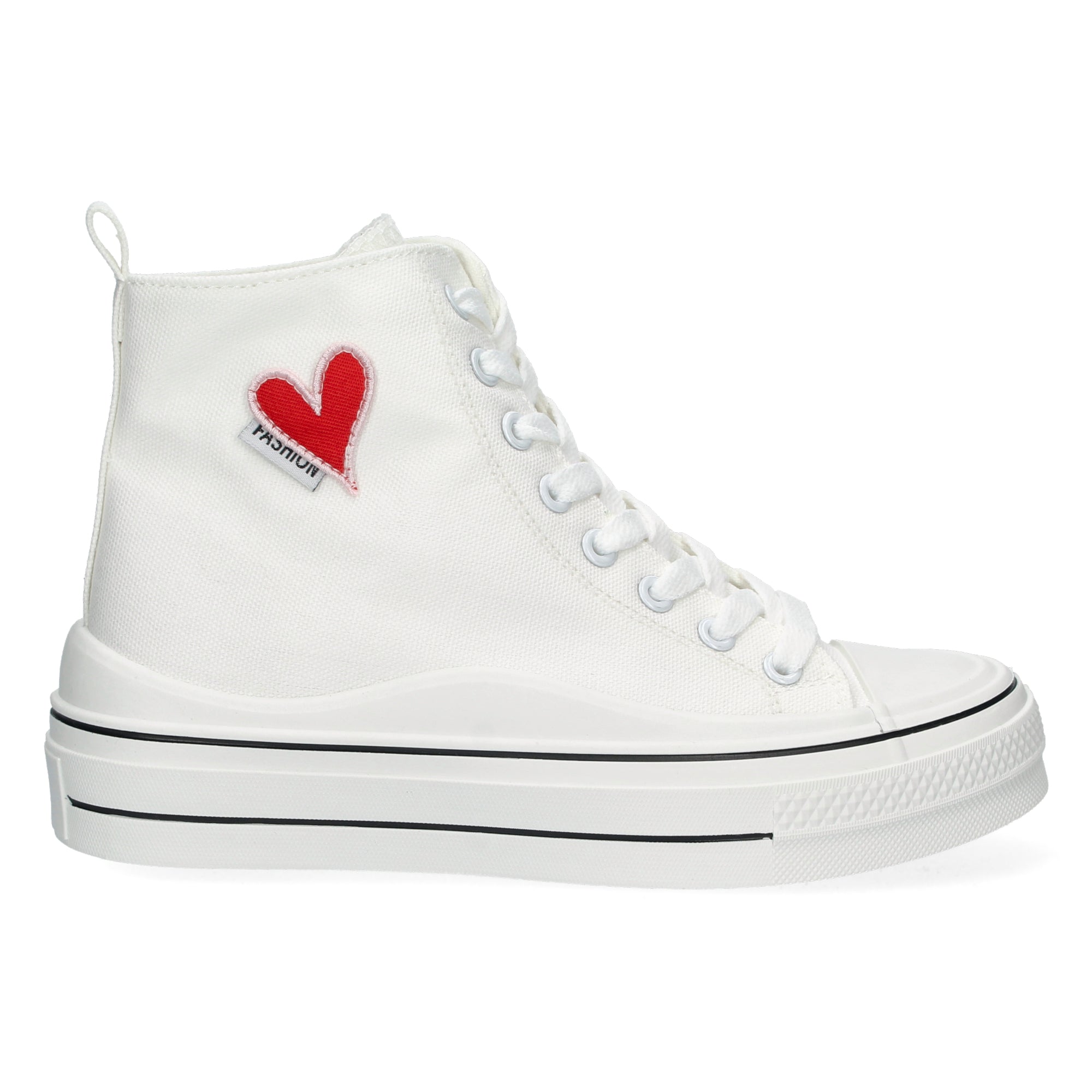 Zapatilla Abotinada  Blanca Comoda Con Corazon Para Mujer
