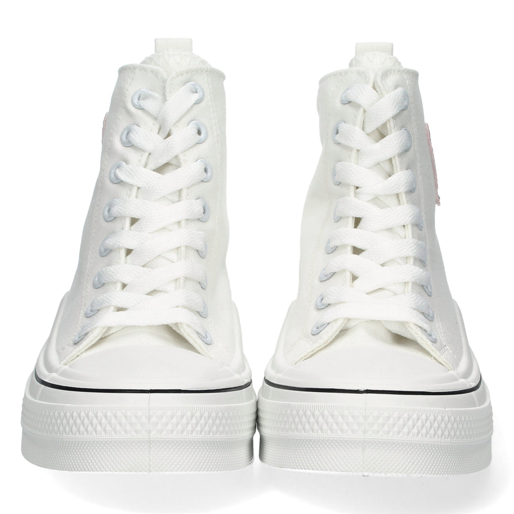 Zapatilla Abotinada  Blanca Comoda Con Corazon Para Mujer