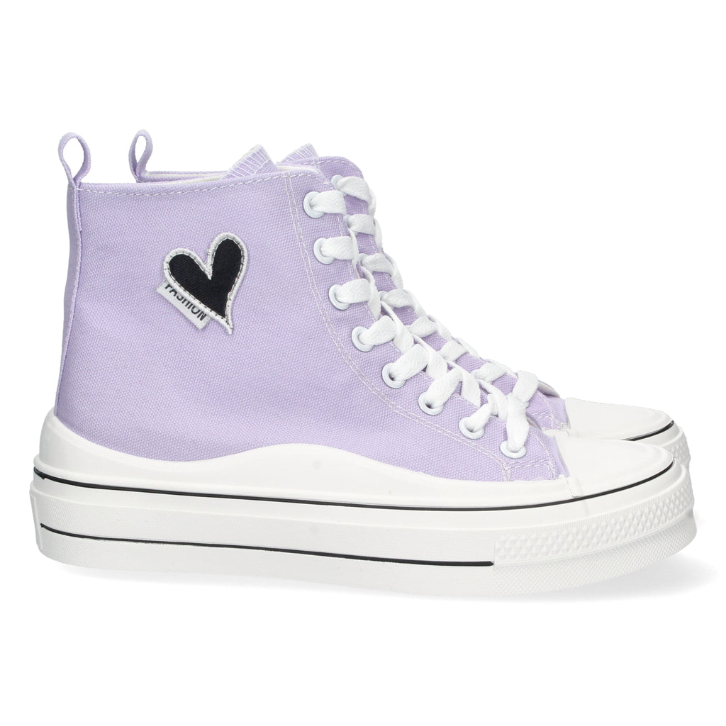 Zapatilla Abotinada Lila Comoda Con Corazon Para Mujer