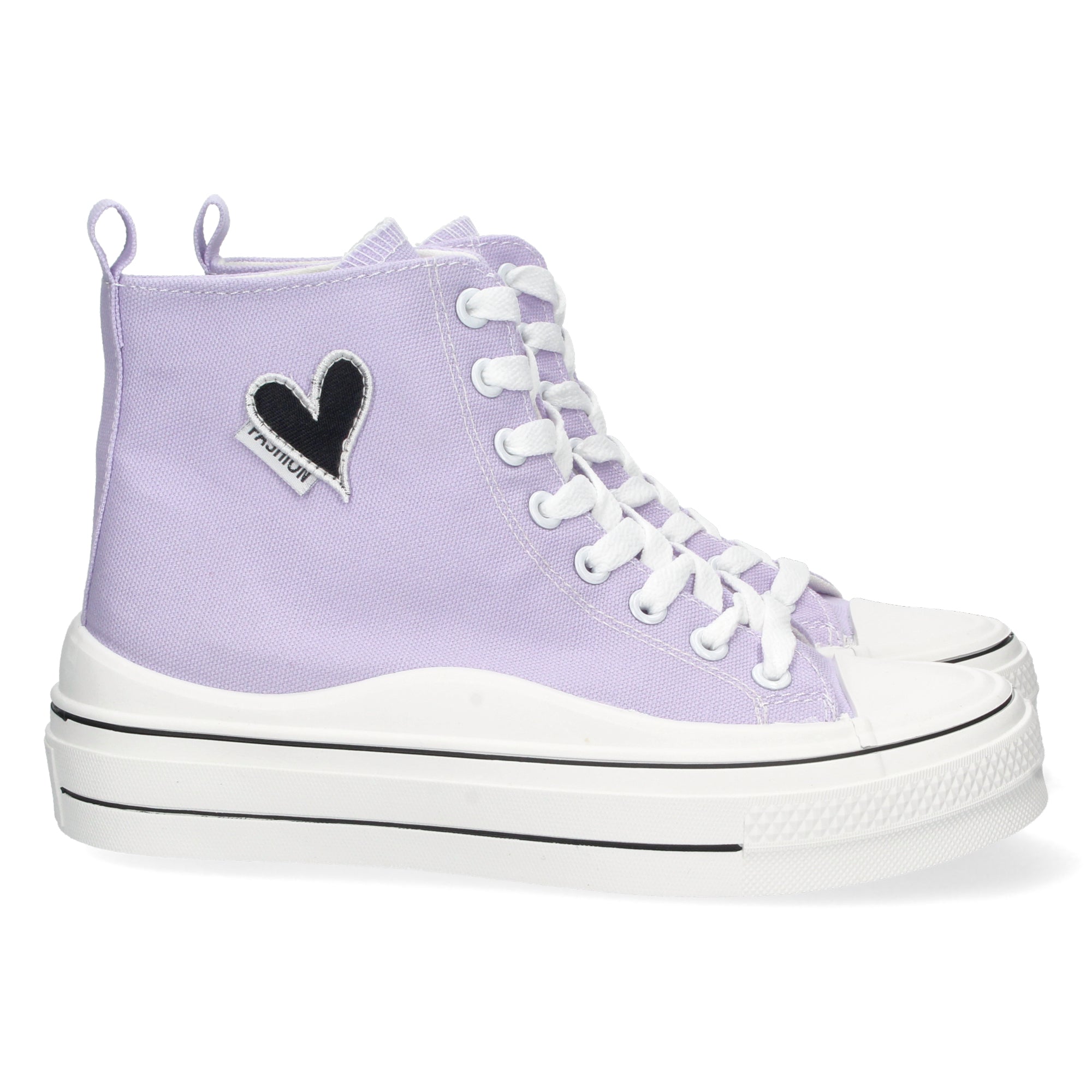 Zapatilla Abotinada Lila Comoda Con Corazon Para Mujer
