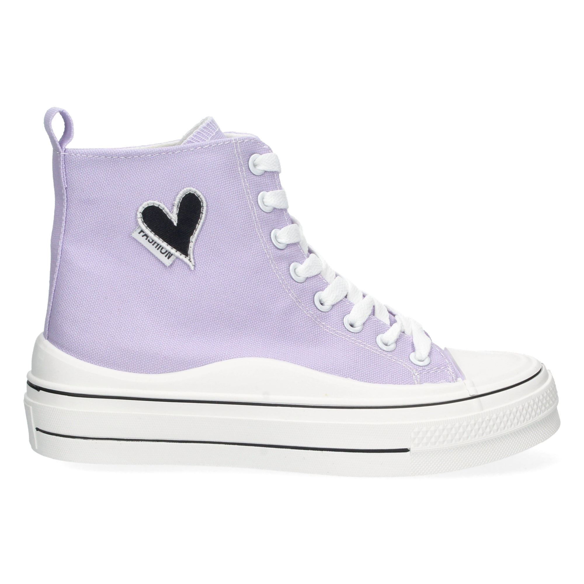 Zapatilla Abotinada Lila Comoda Con Corazon Para Mujer