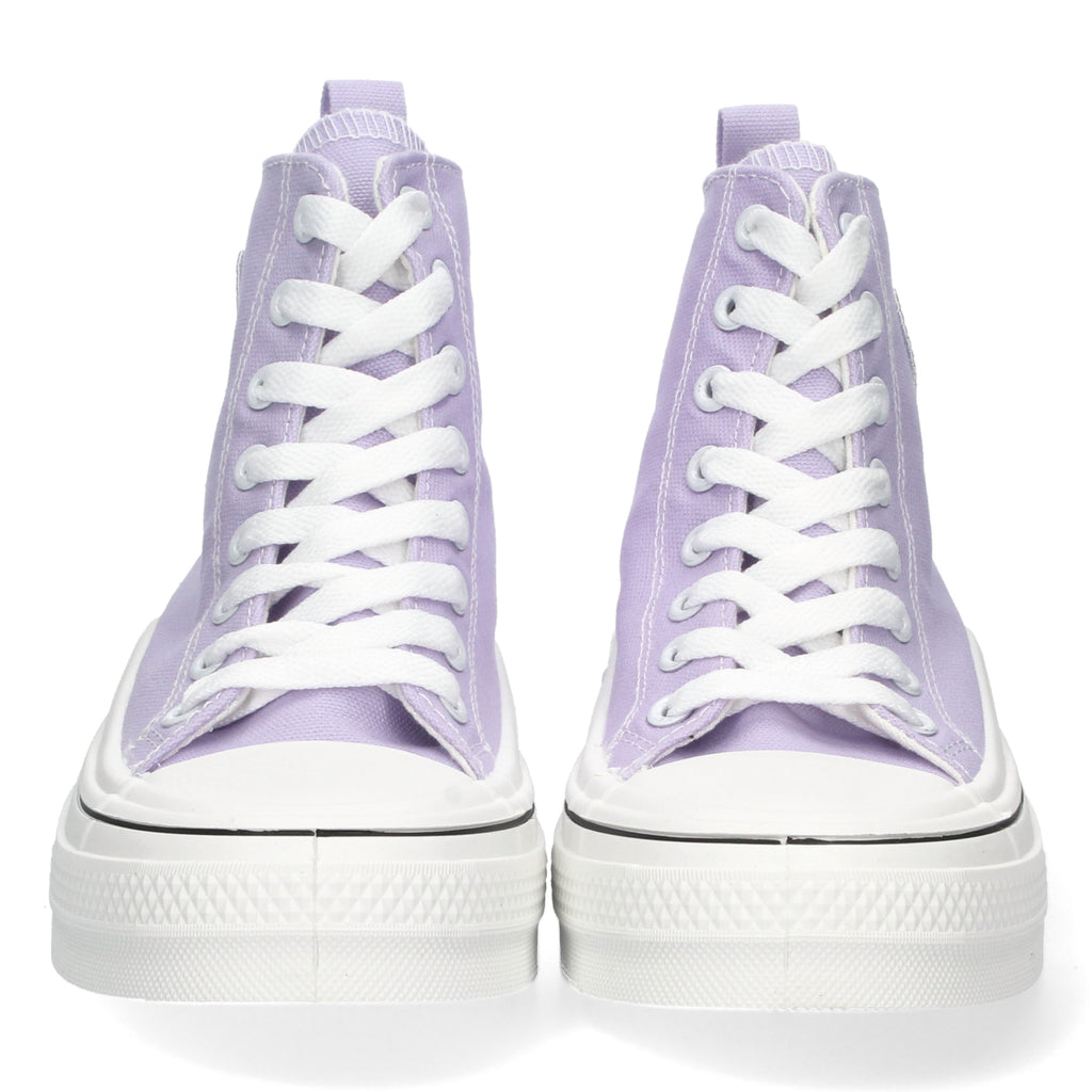 Zapatilla Abotinada Lila Comoda Con Corazon Para Mujer