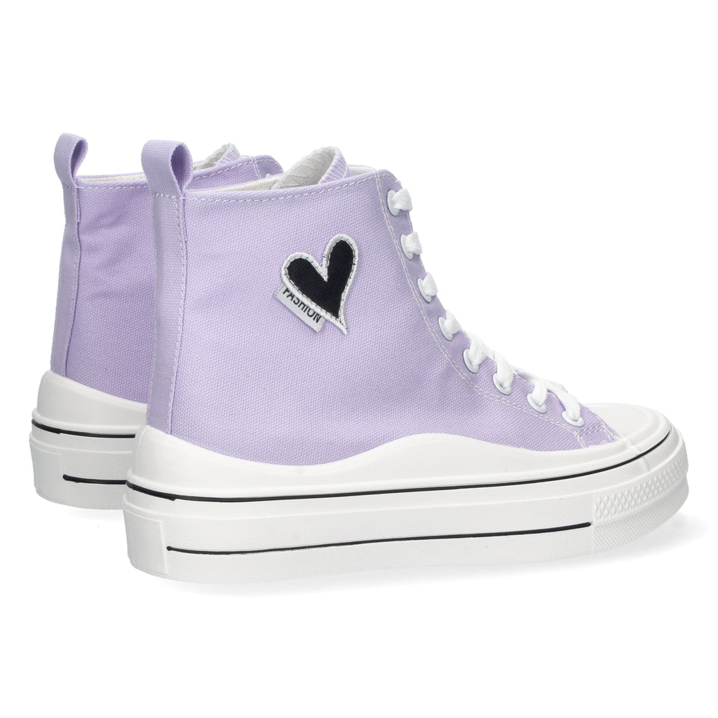 Zapatilla Abotinada Lila Comoda Con Corazon Para Mujer