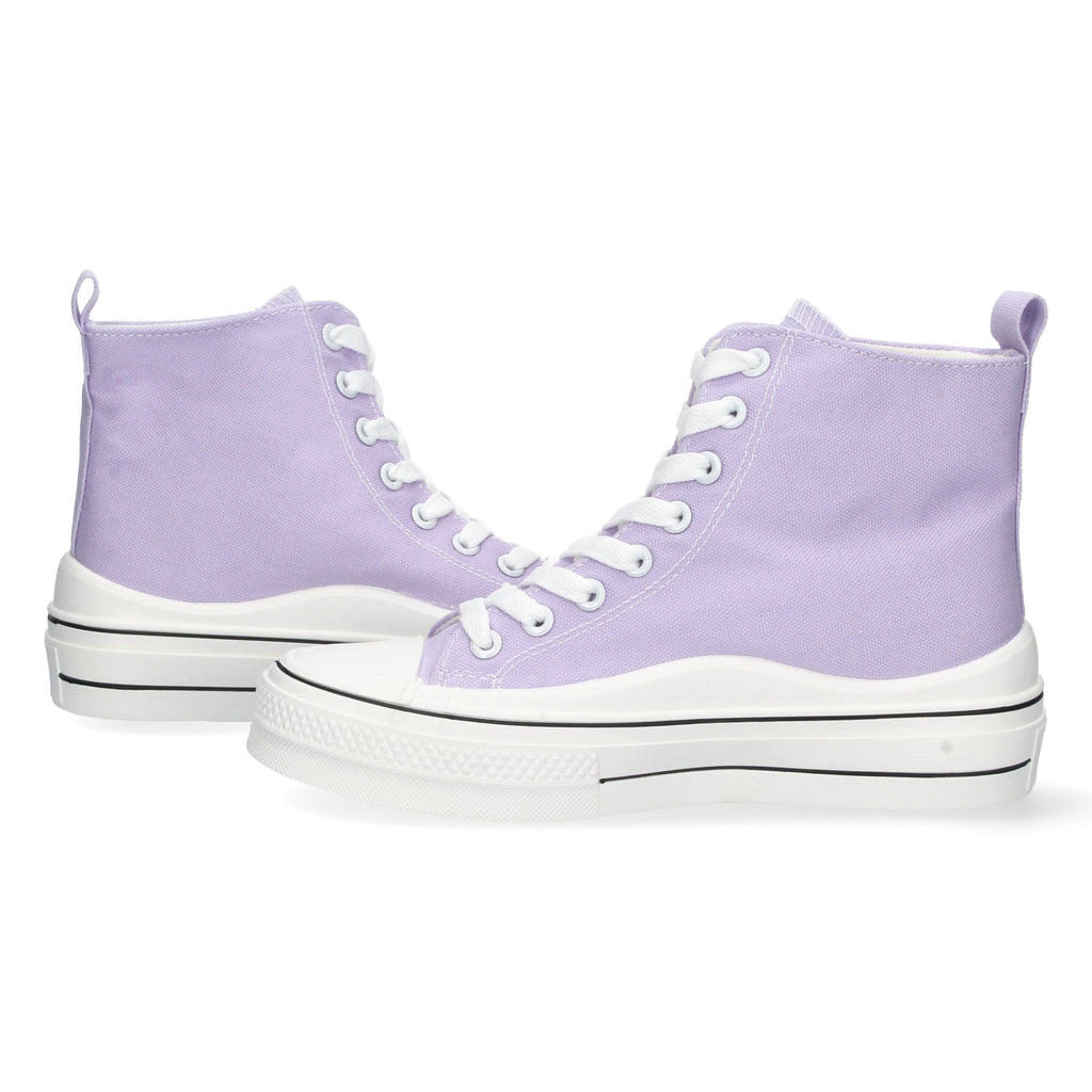 Zapatilla Abotinada Lila Comoda Con Corazon Para Mujer