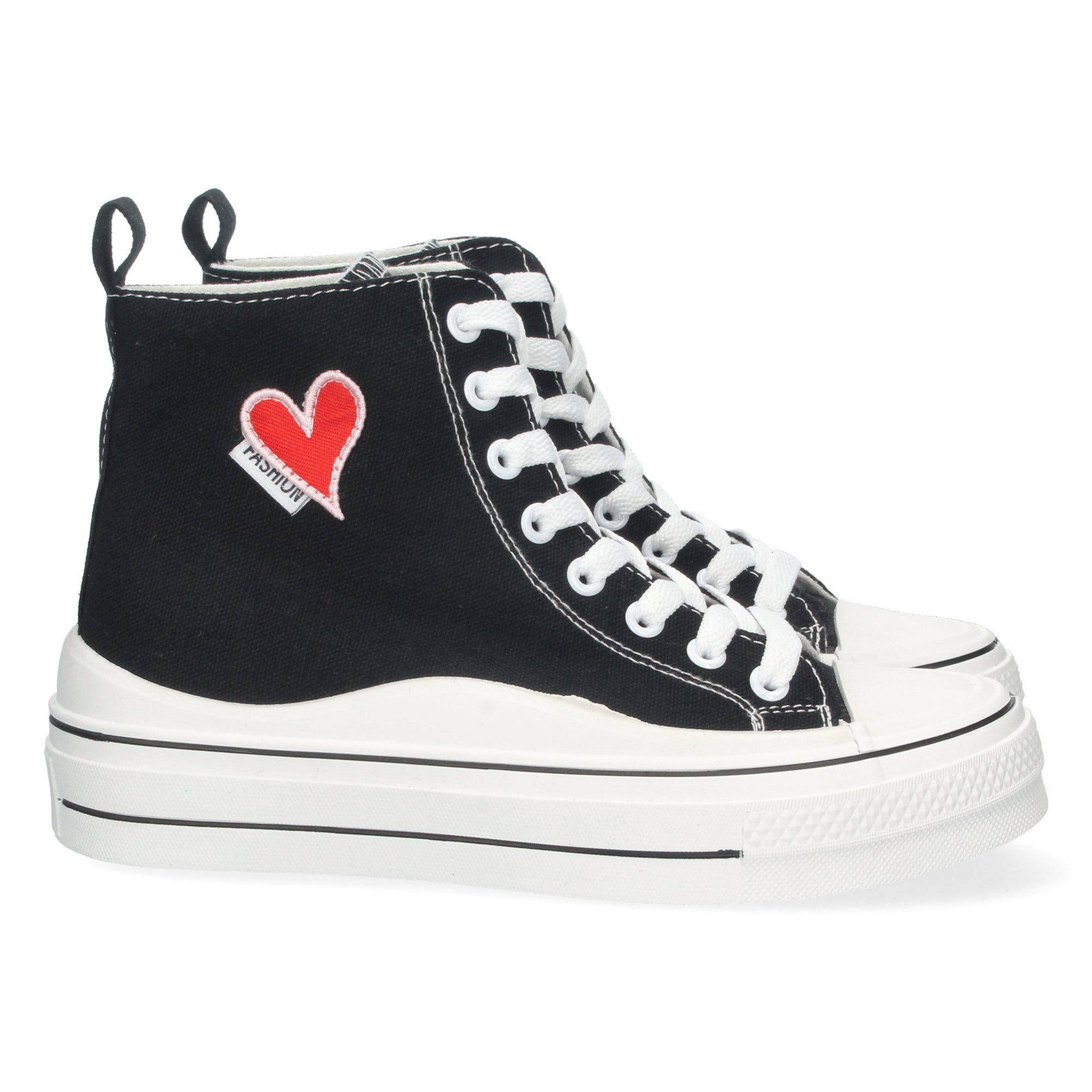 Zapatilla Abotinada  Blanca Comoda Con Corazon Para Mujer
