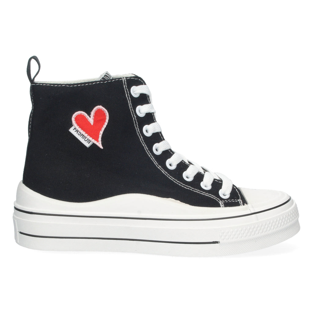 Zapatilla Abotinada  Blanca Comoda Con Corazon Para Mujer