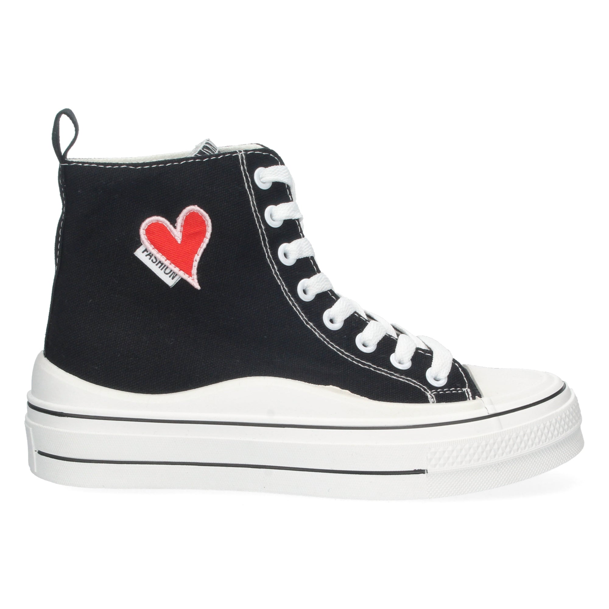 Zapatilla Abotinada  Blanca Comoda Con Corazon Para Mujer