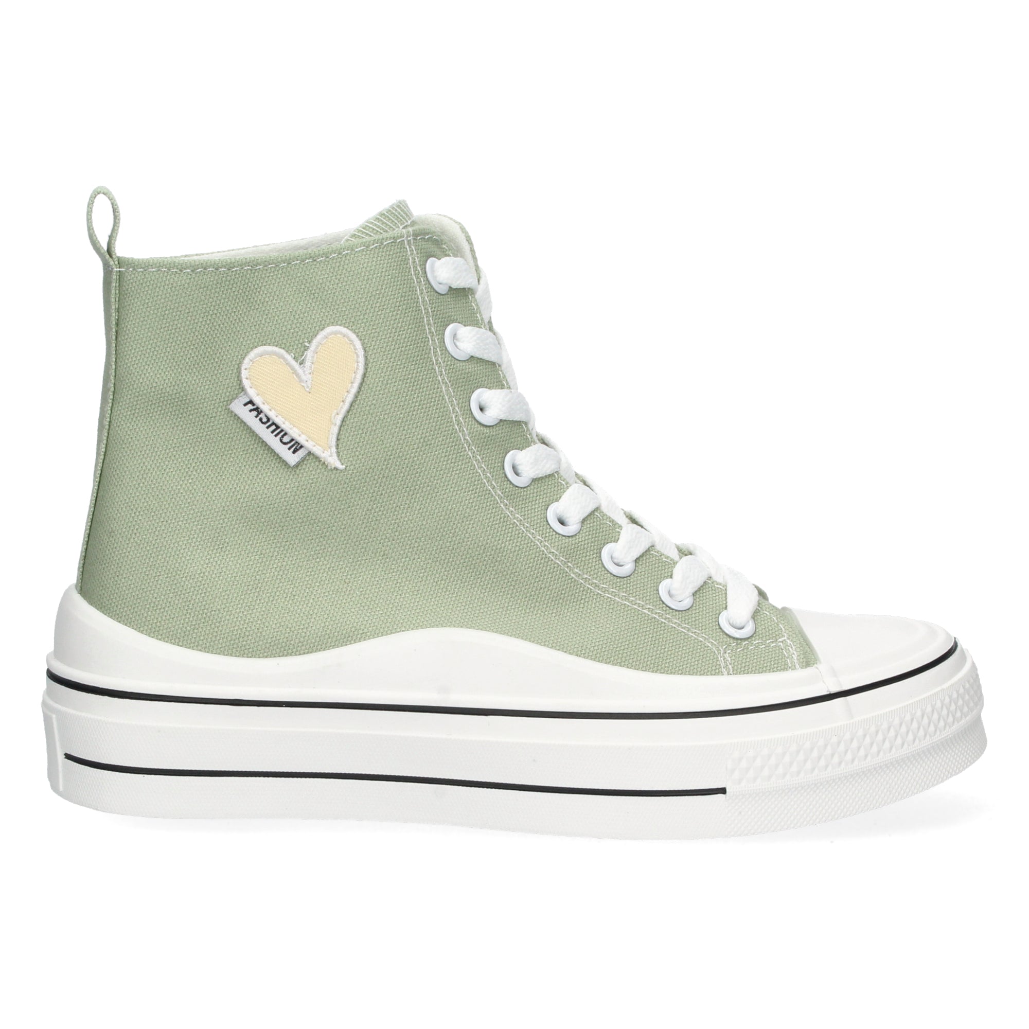 Zapatilla Abotinada  Verde Comoda Con Corazon Para Mujer