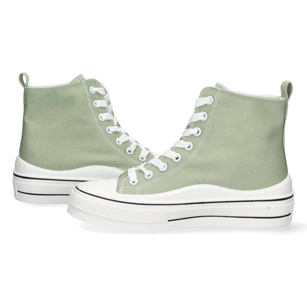 Zapatilla Abotinada  Verde Comoda Con Corazon Para Mujer