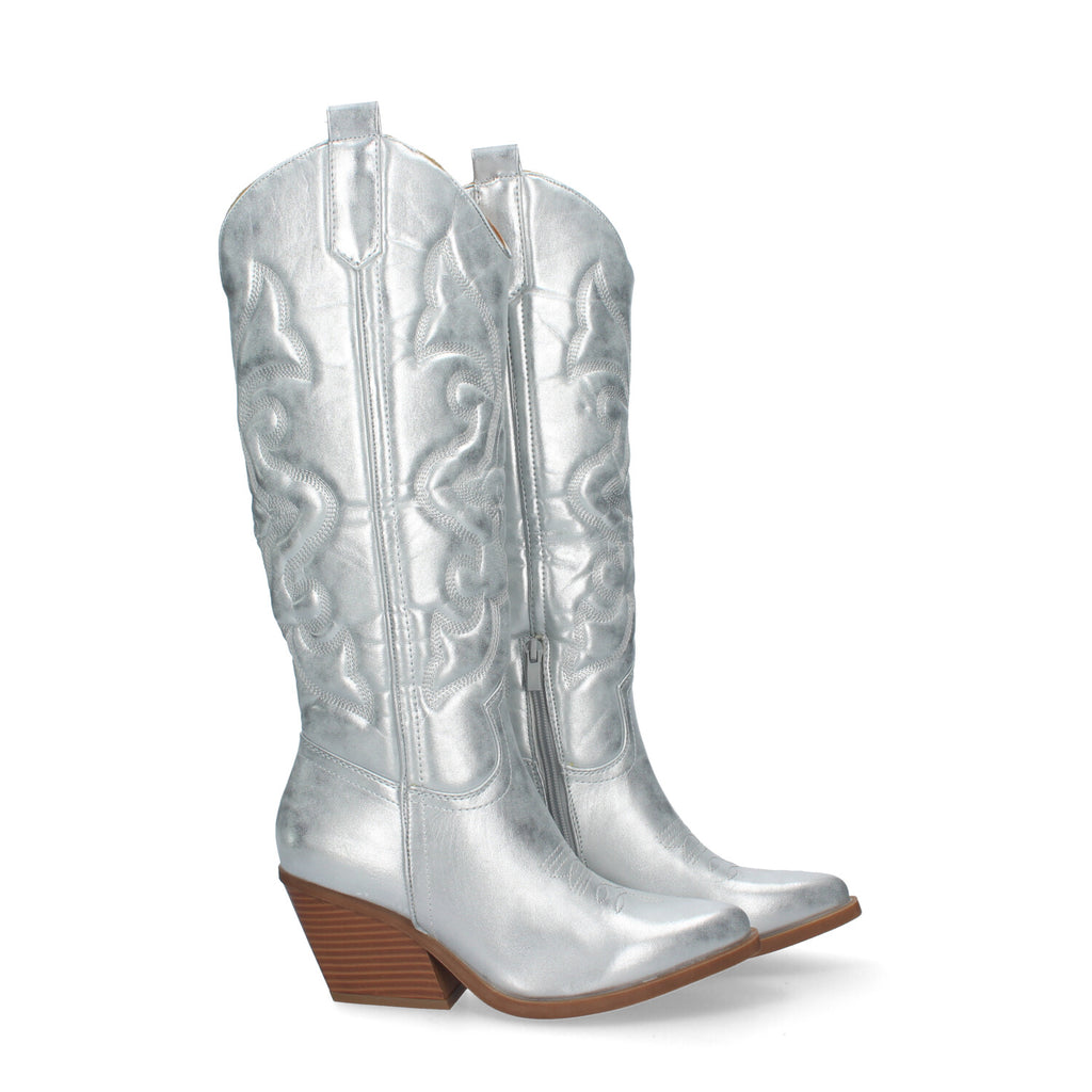 Bota Cowboy de Mujer con Tacón Cubano y Grabados