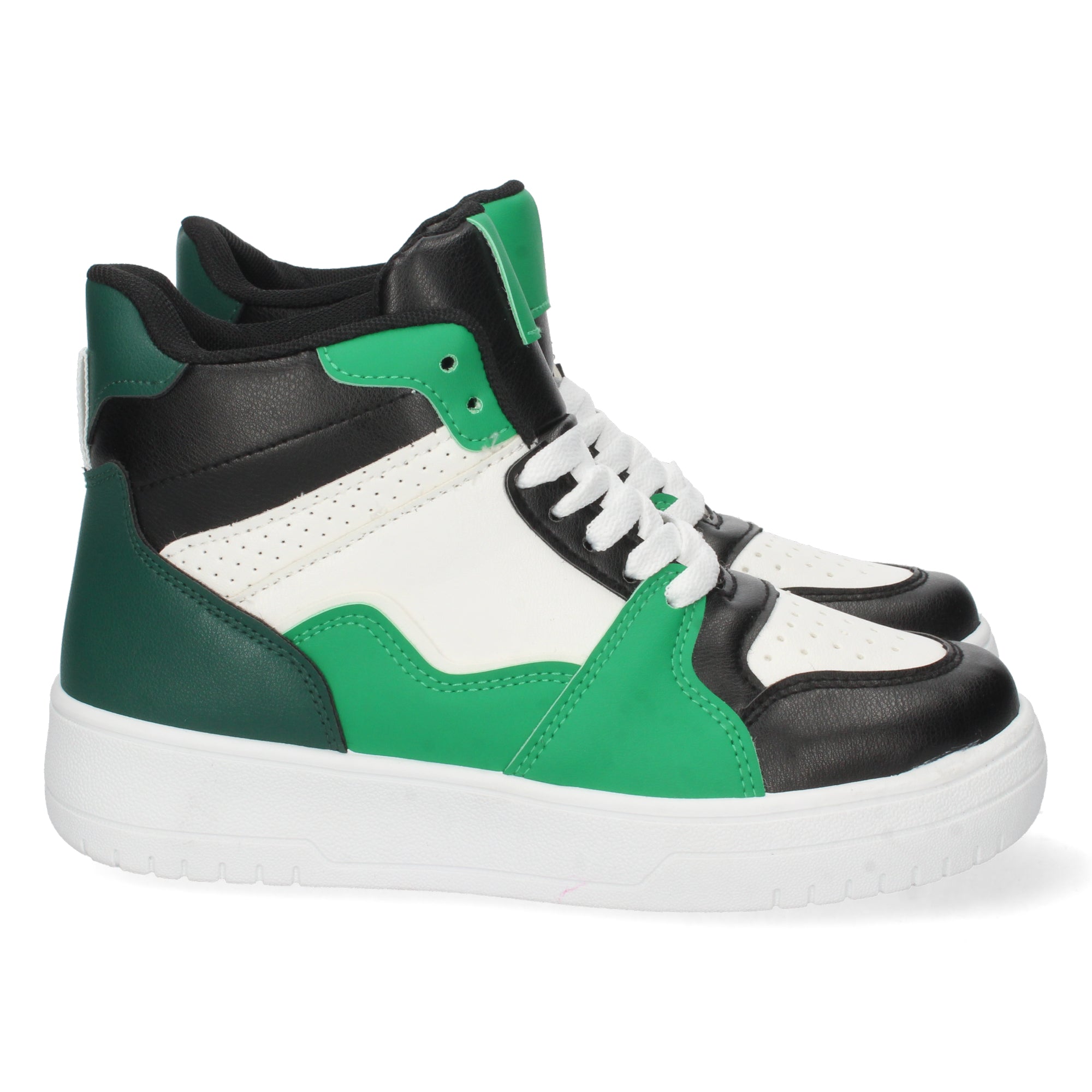 Zapatilla Abotinada Verde y Negra Casual para Mujer