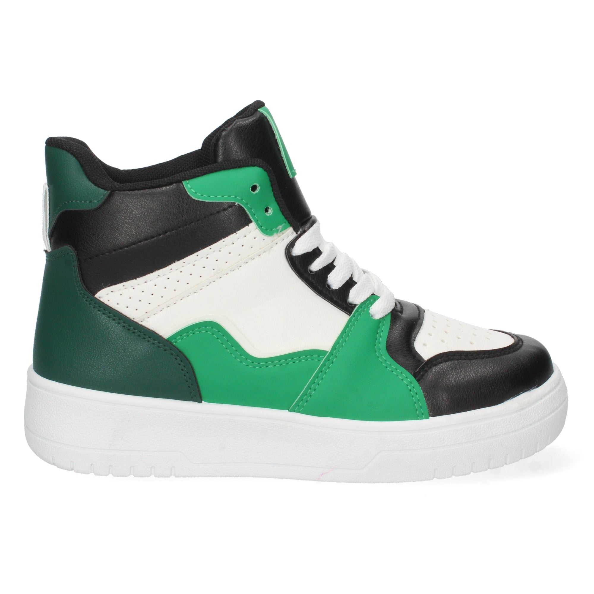 Zapatilla Abotinada Verde y Negra Casual para Mujer