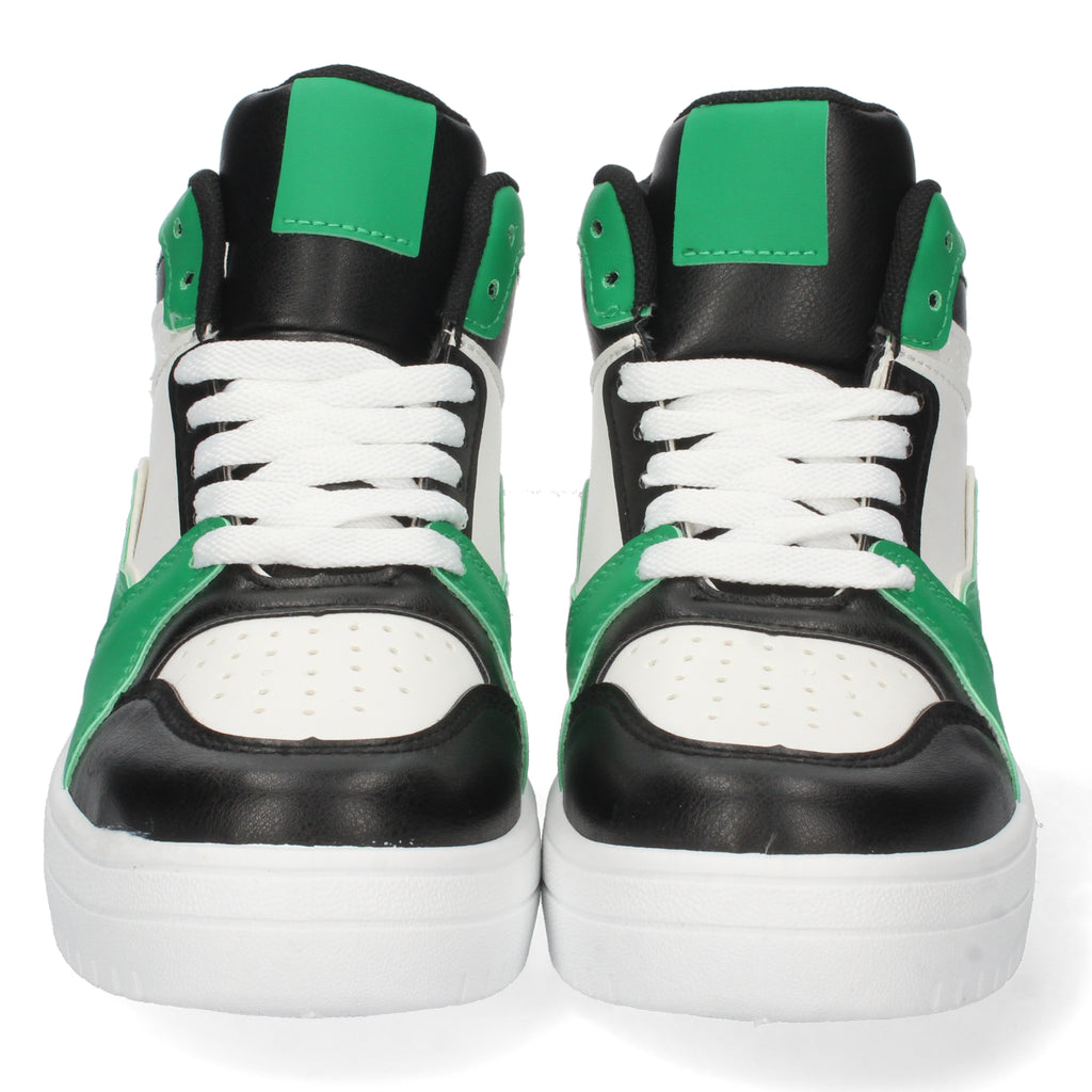 Zapatilla Abotinada Verde y Negra Casual para Mujer