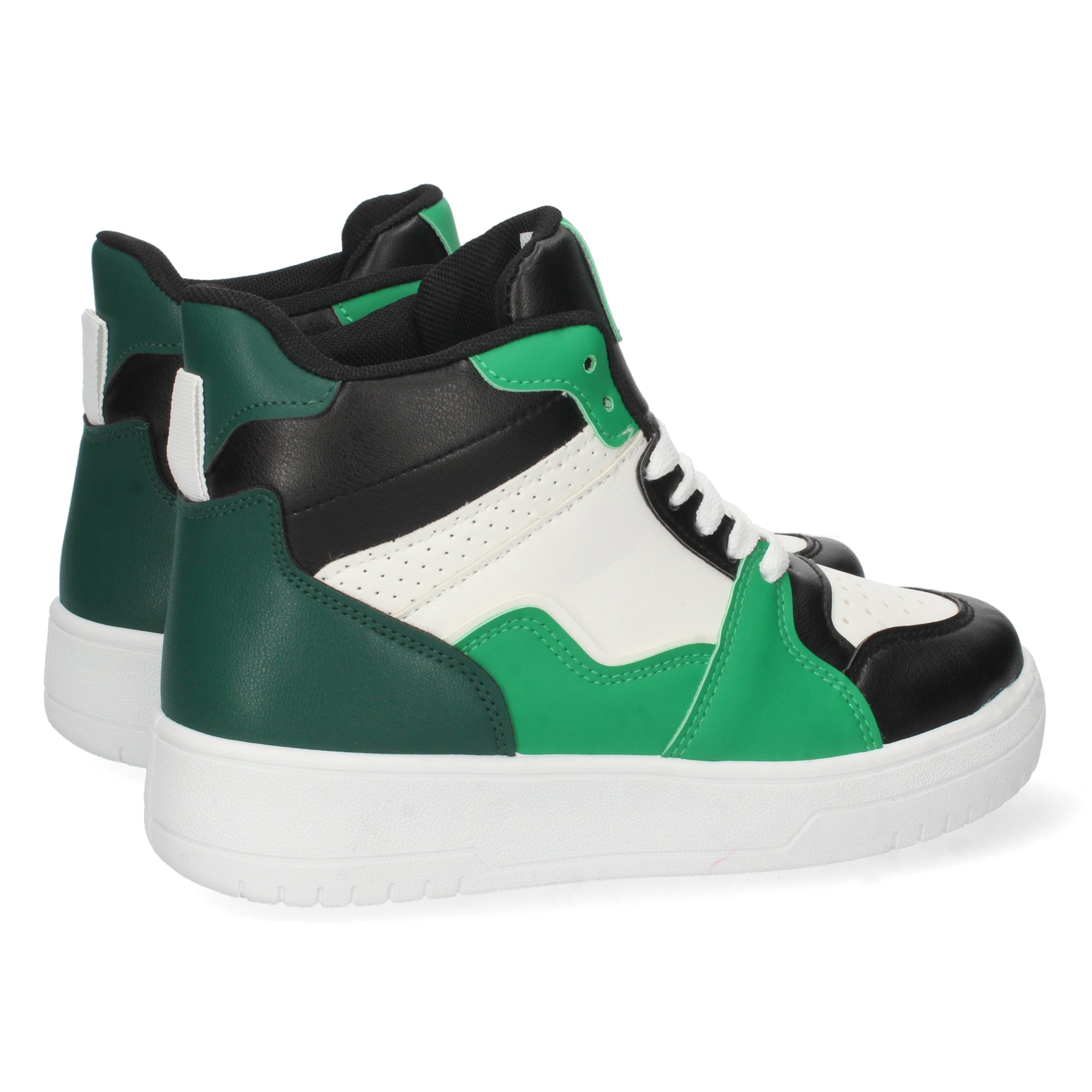 Zapatilla Abotinada Verde y Negra Casual para Mujer