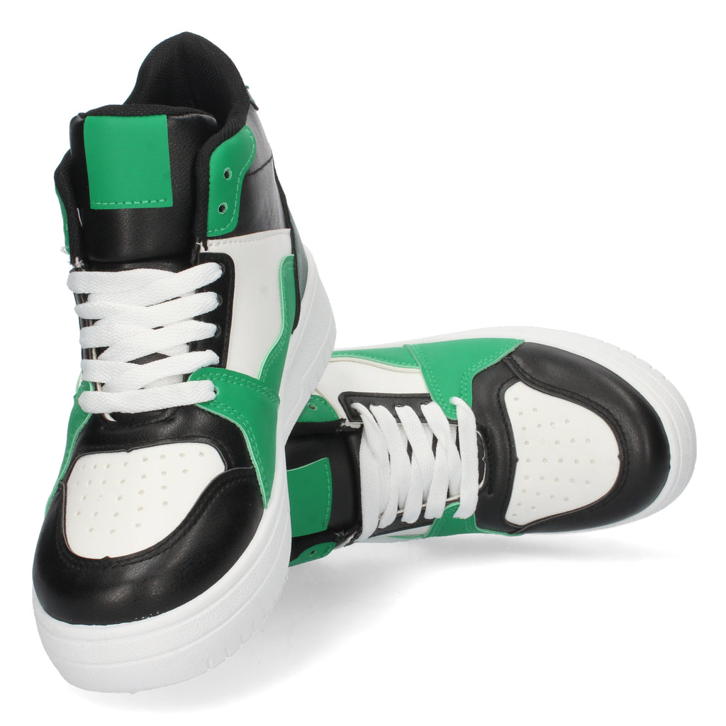 Zapatilla Abotinada Verde y Negra Casual para Mujer