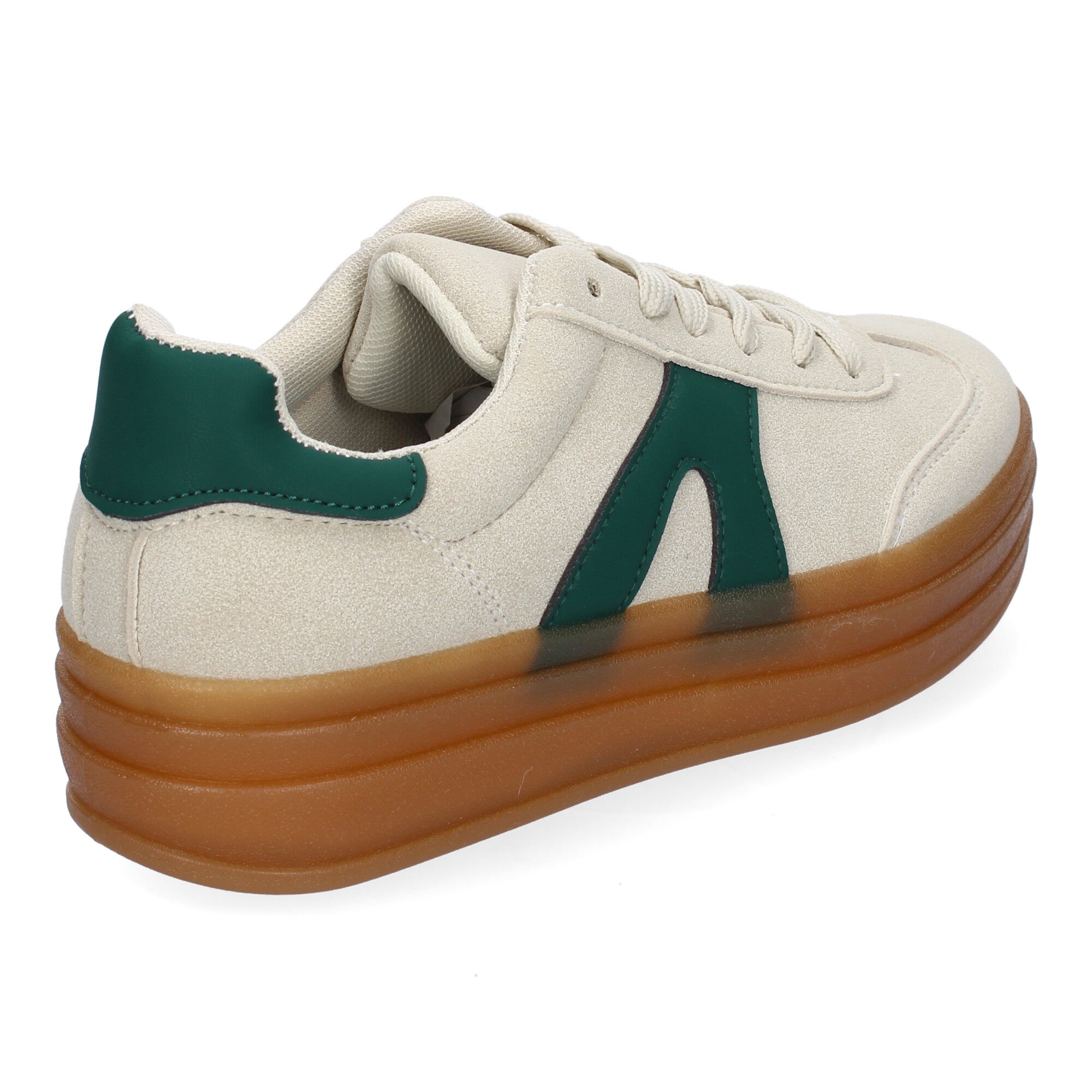 Zapatillas Deportivas Planas Blancas y Verdes de Mujer