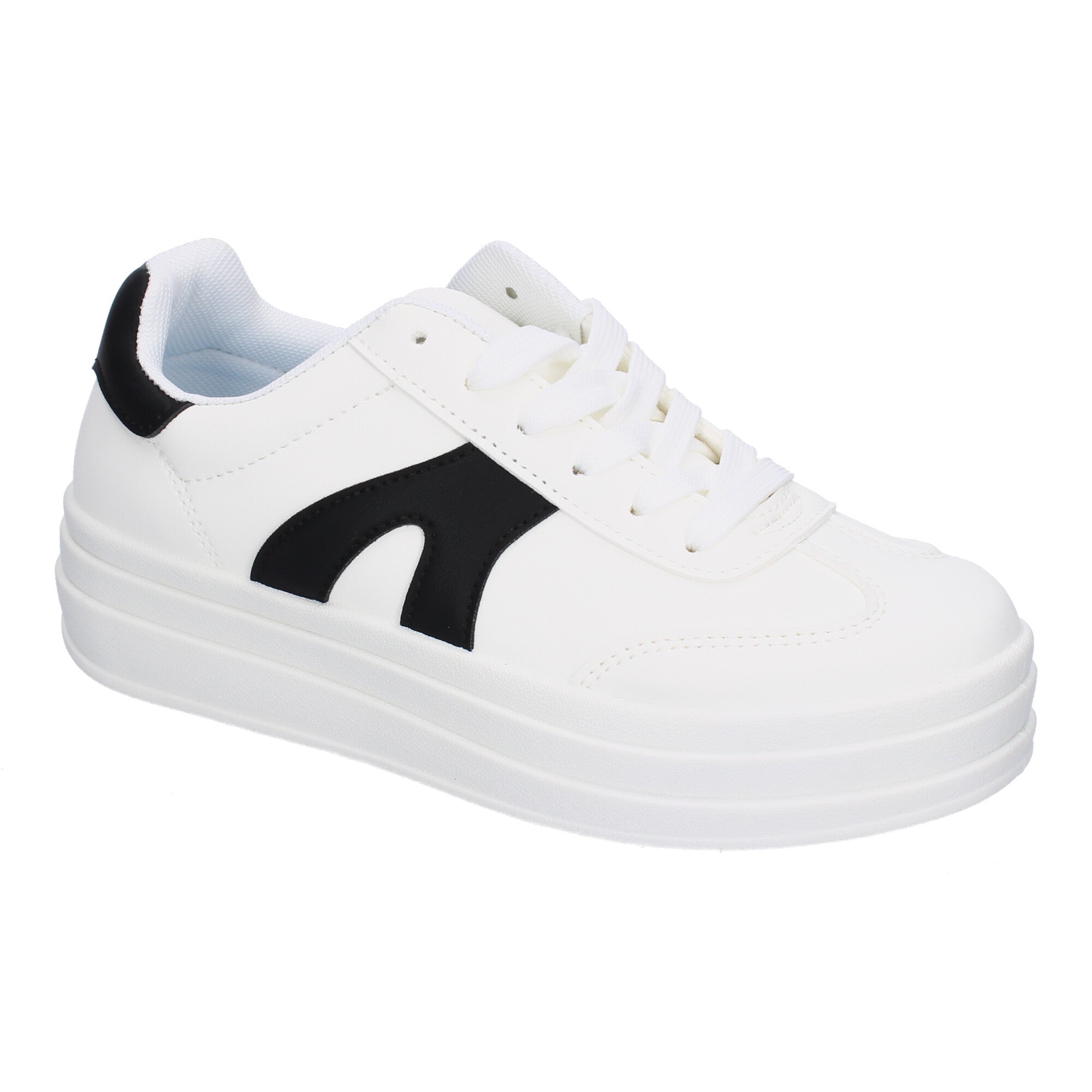 Zapatillas Deportivas Planas Blancas y Negras de Mujer