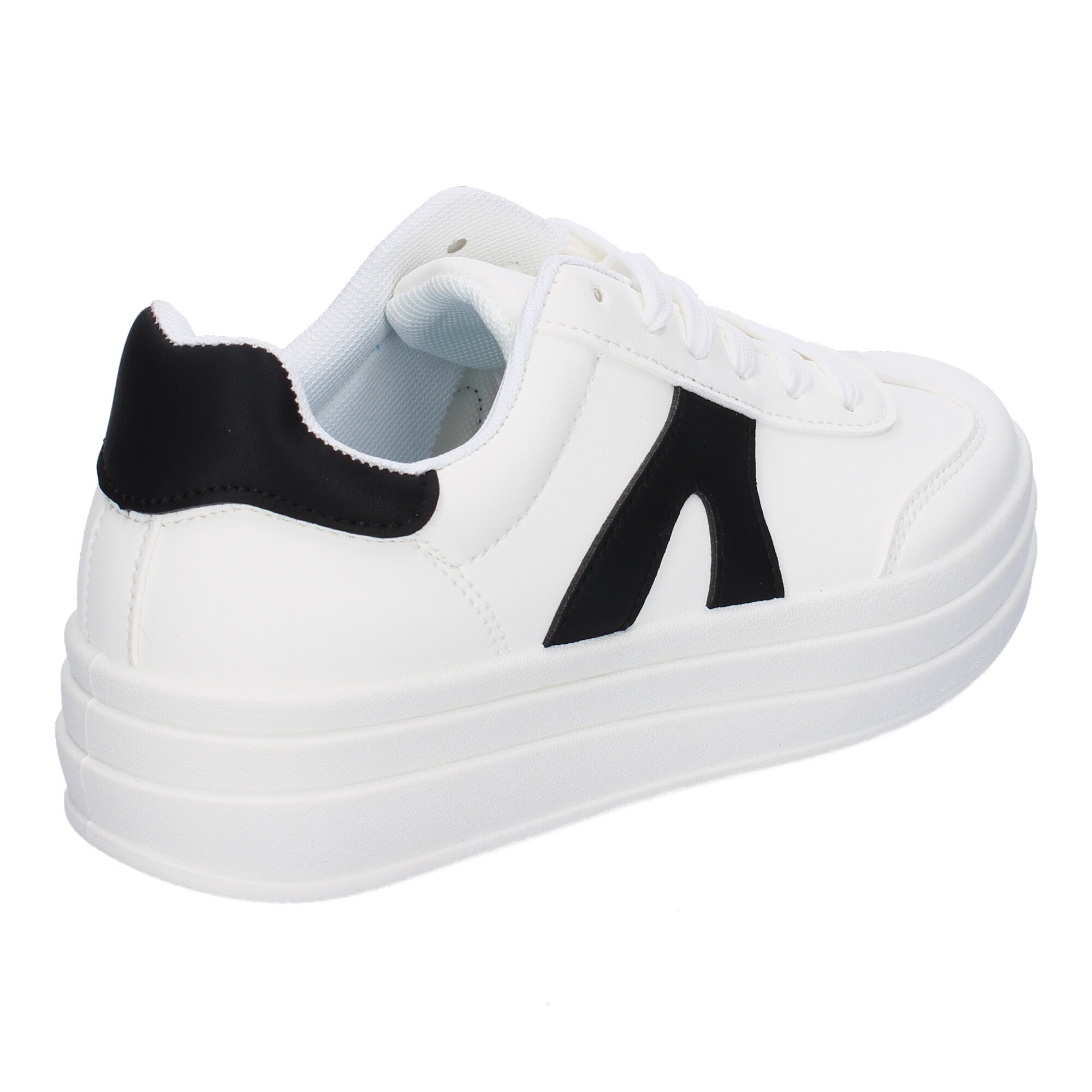 Zapatillas Deportivas Planas Blancas y Negras de Mujer