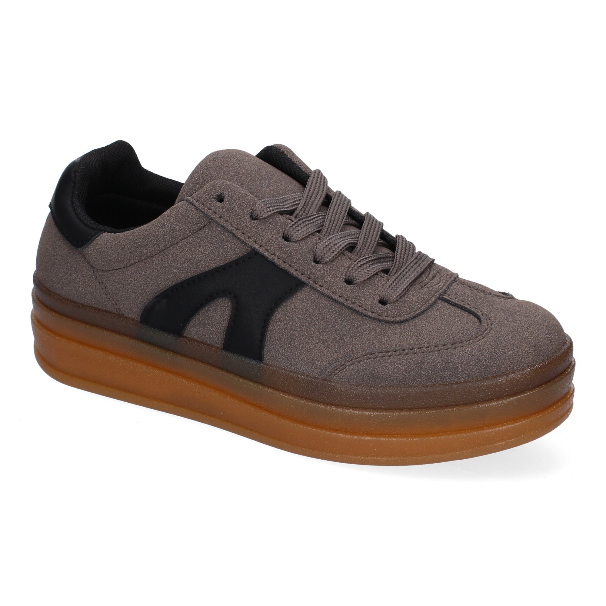 Zapatillas Deportivas Planas Grises y Negras de Mujer