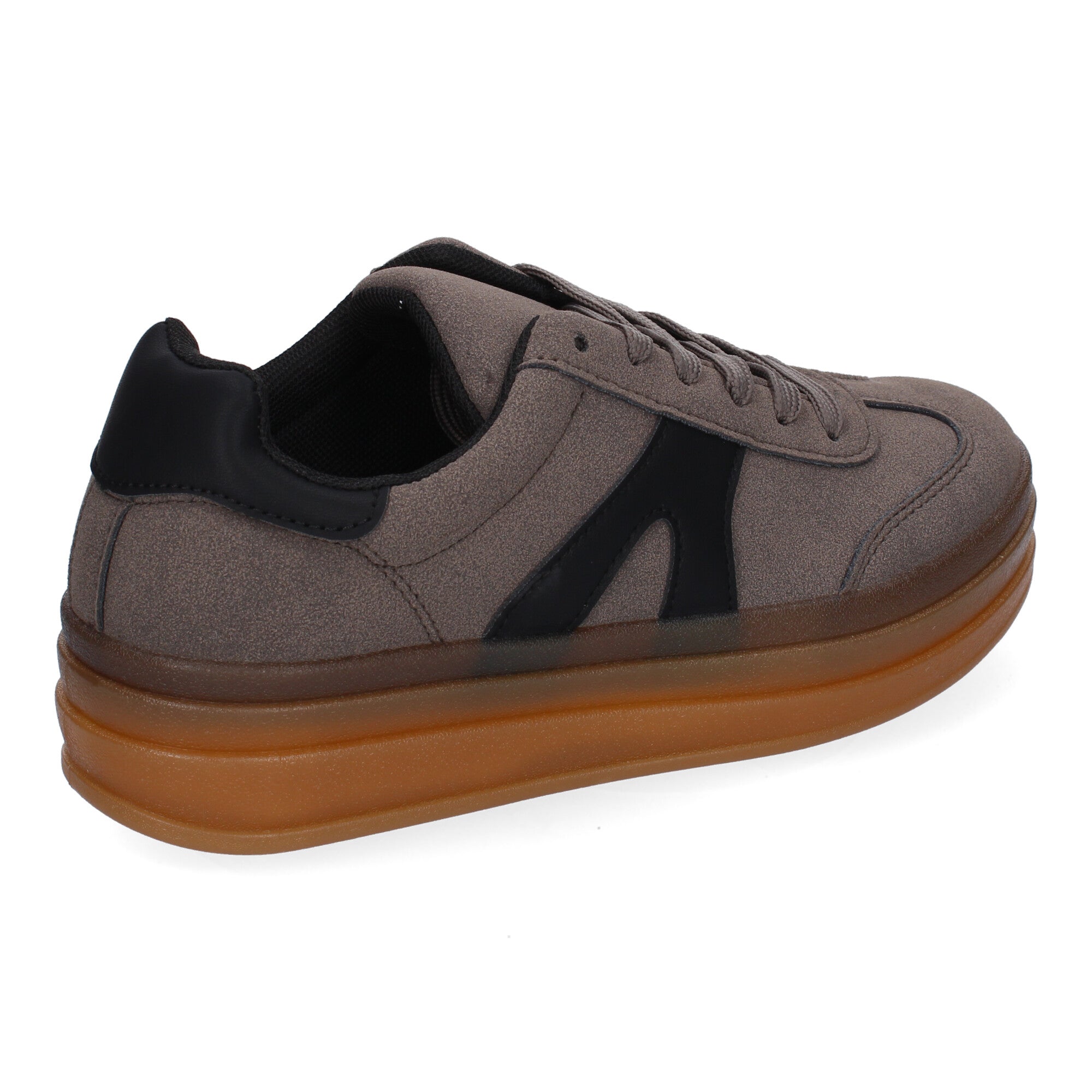 Zapatillas Deportivas Planas Grises y Negras de Mujer
