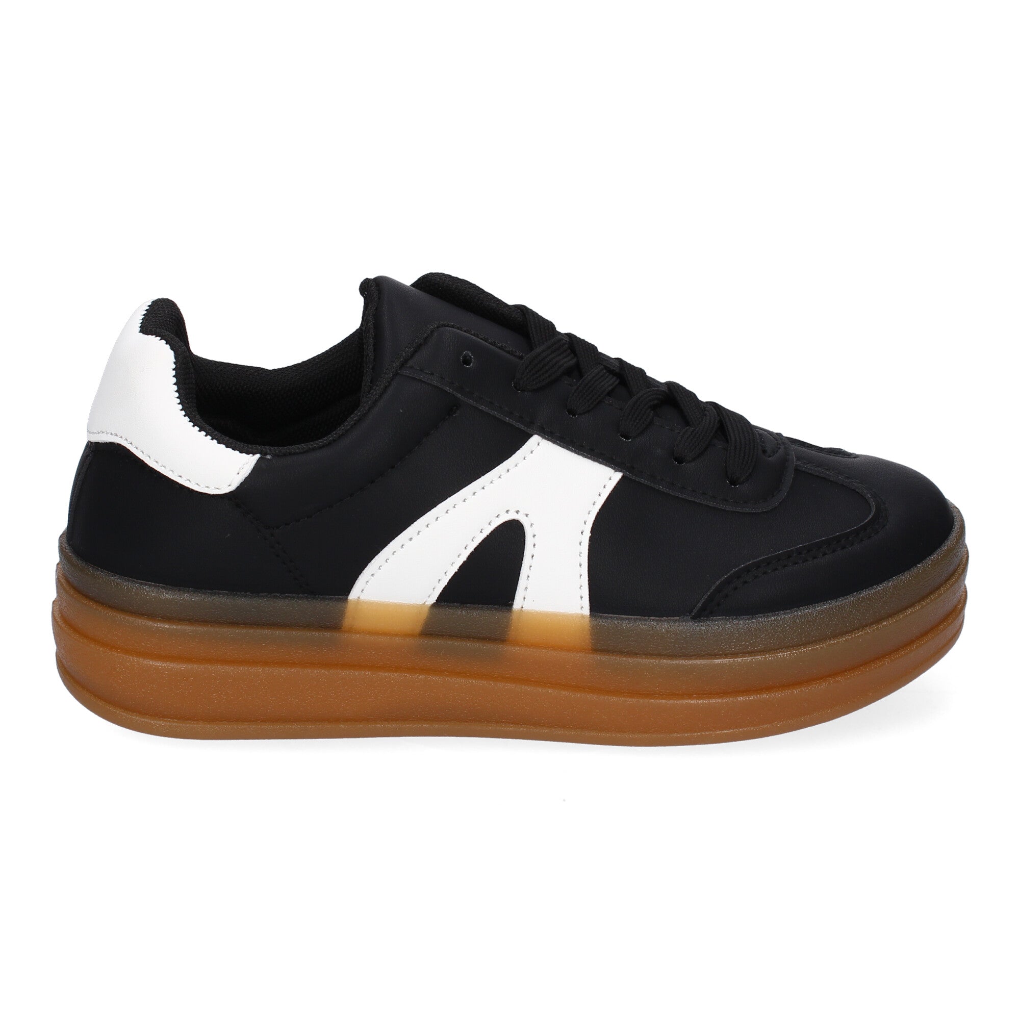 Zapatillas Deportivas Planas Negras y Blancas de Mujer