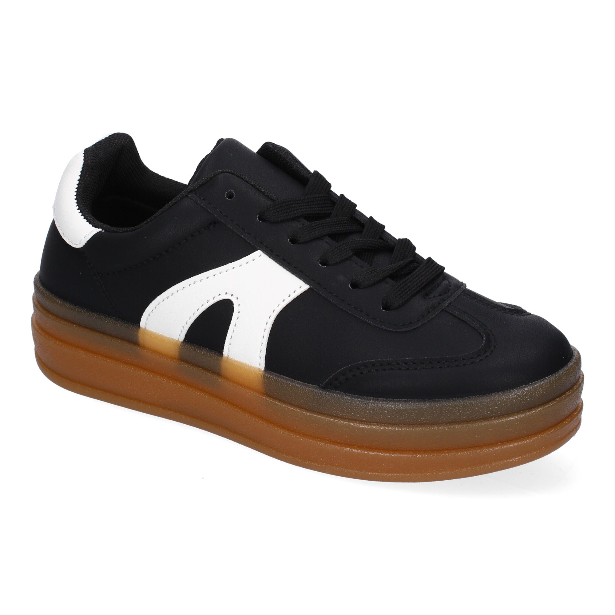 Zapatillas Deportivas Planas Negras y Blancas de Mujer